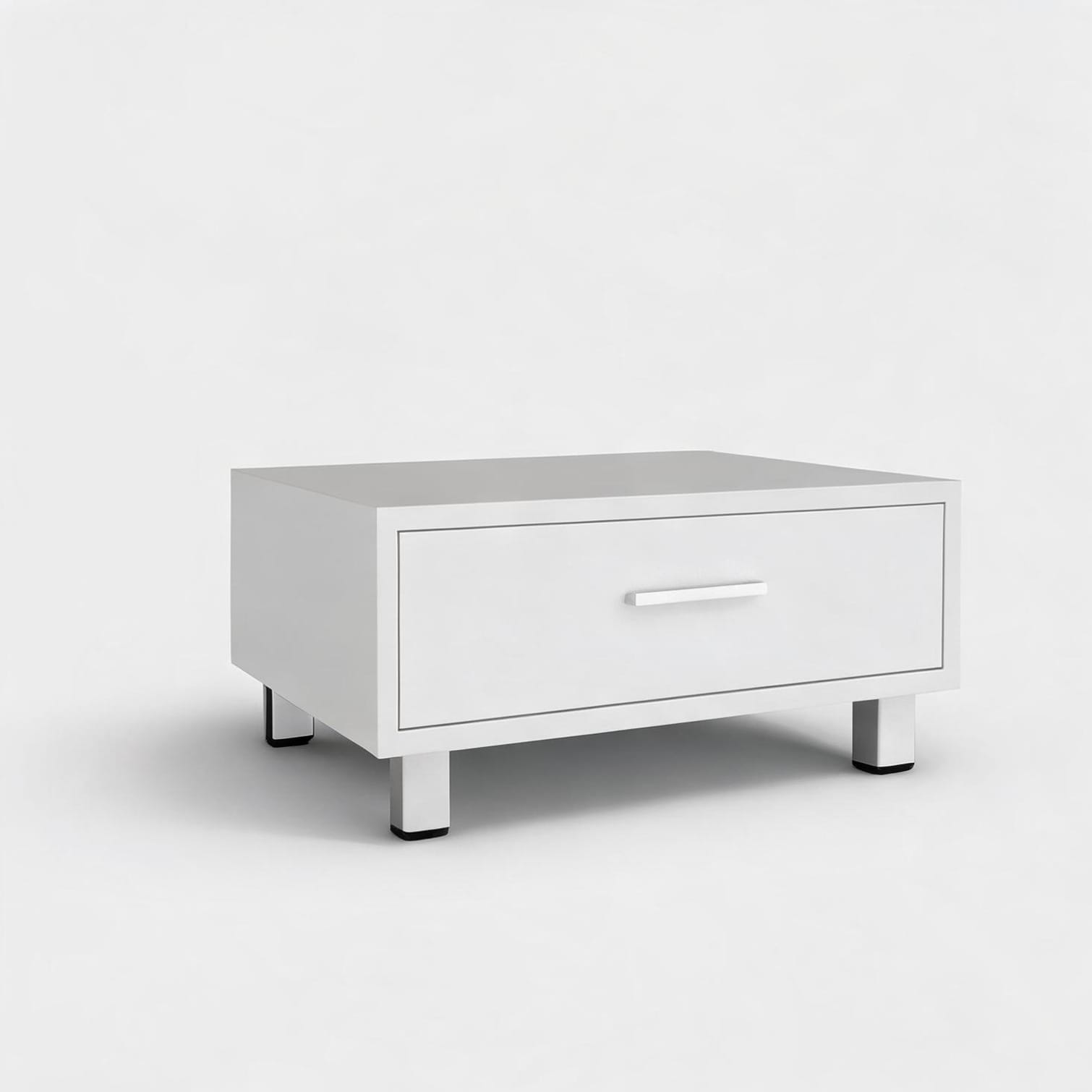 Naturefalls White Square Coffee Table with Drawer Storage and Metal ...