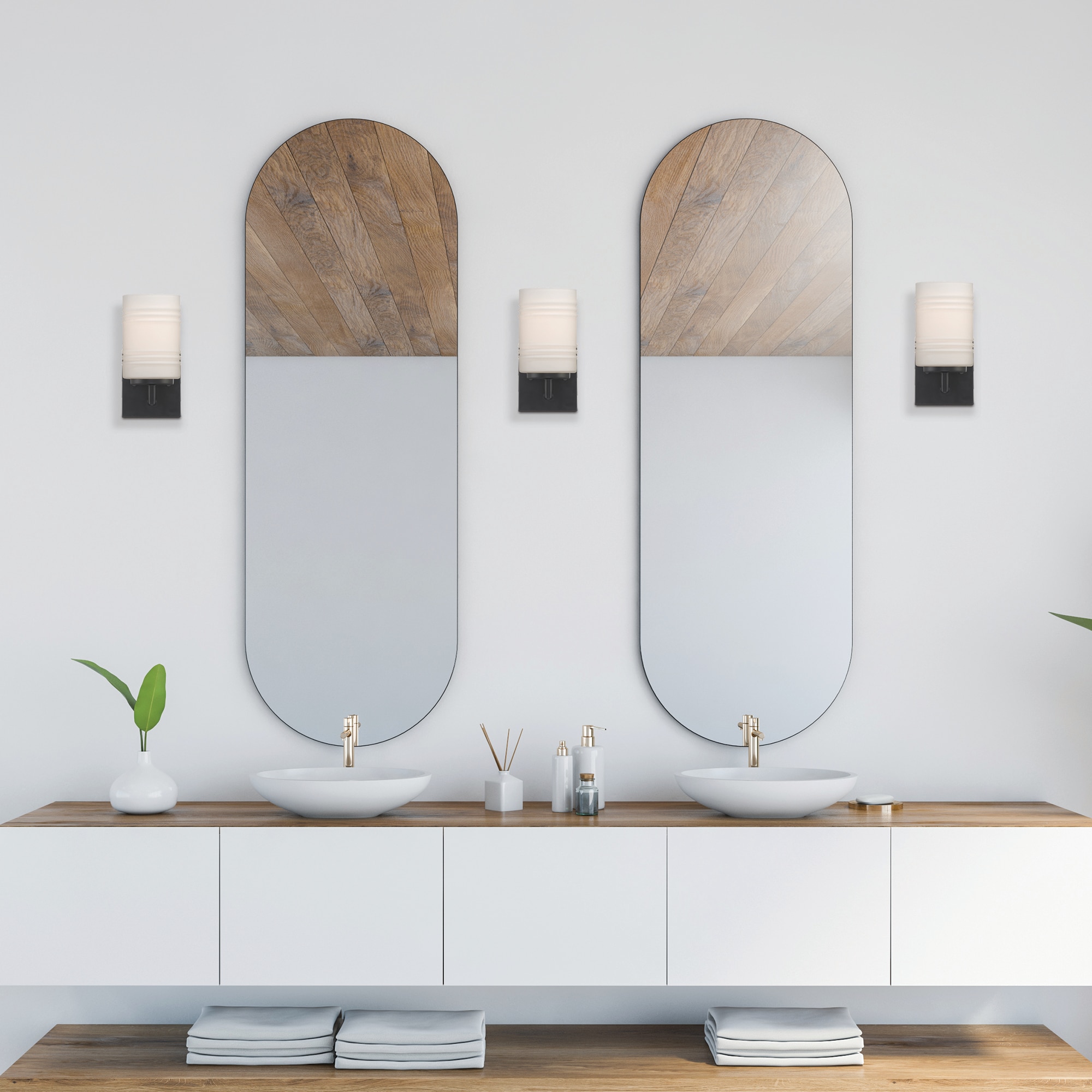Leavenworth Matte Black Direct Wired Dimmable Wall Sconce