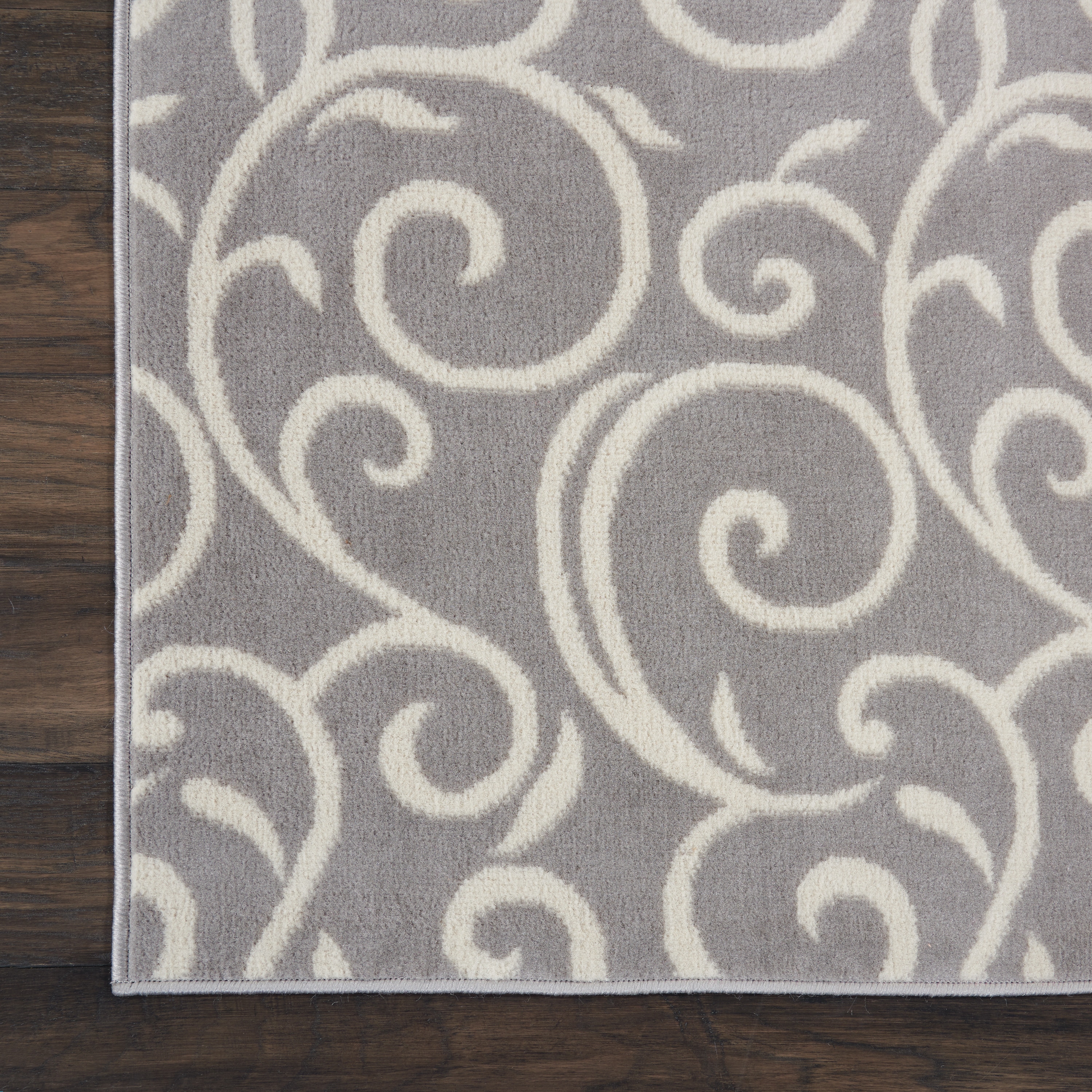 Abstract Vines Gray Hand-Knotted 4'x6' Reversible Area Rug