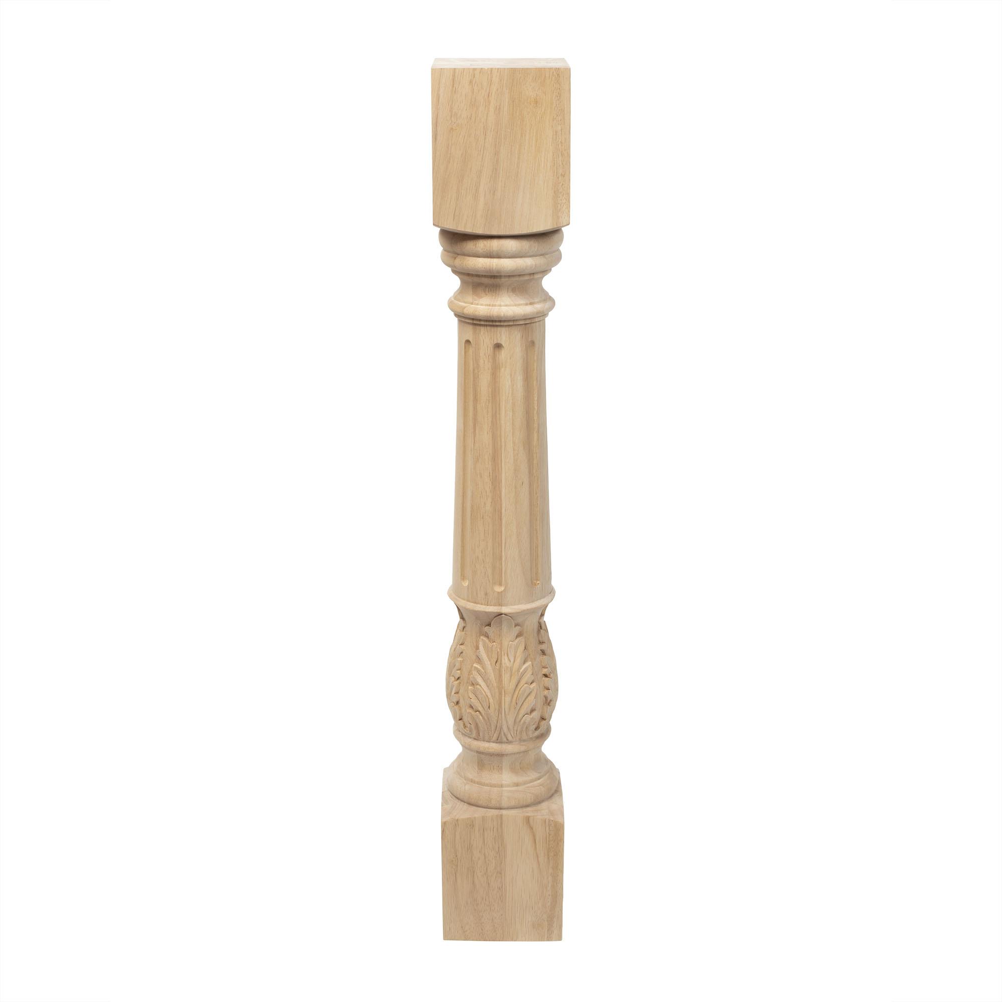 Unfinished Solid Rubberwood Acanthus Leaf Kitchen Island Legs Set
