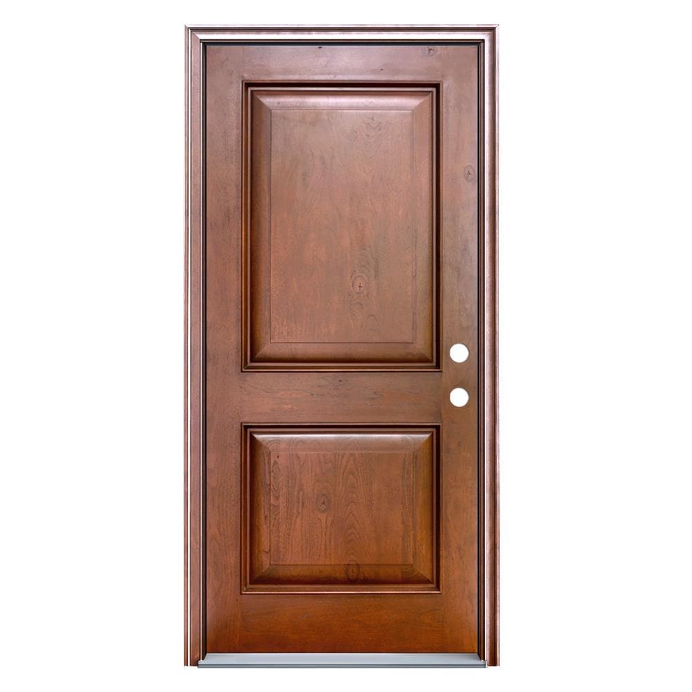 JELD-WEN LOWOLJW232600011 36-in x 80-in x 4-9/16-in Fiberglass No glass Left-hand inswing Chappo Stained Prehung Front Door with Brickmould Insulating core