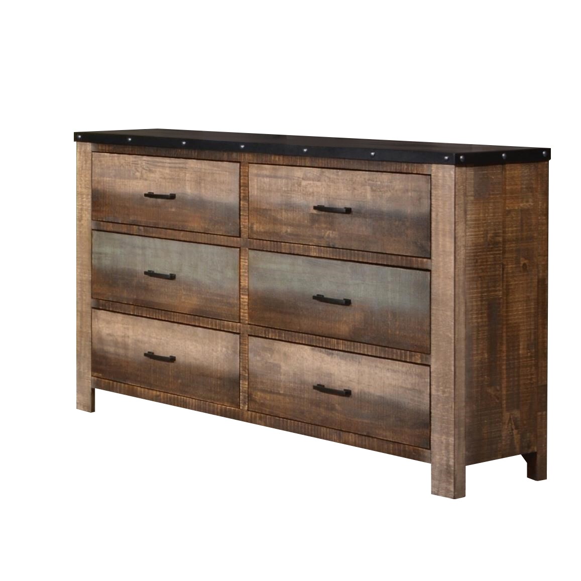 Benzara BM182729 Brown 6-Drawer Standard Dresser