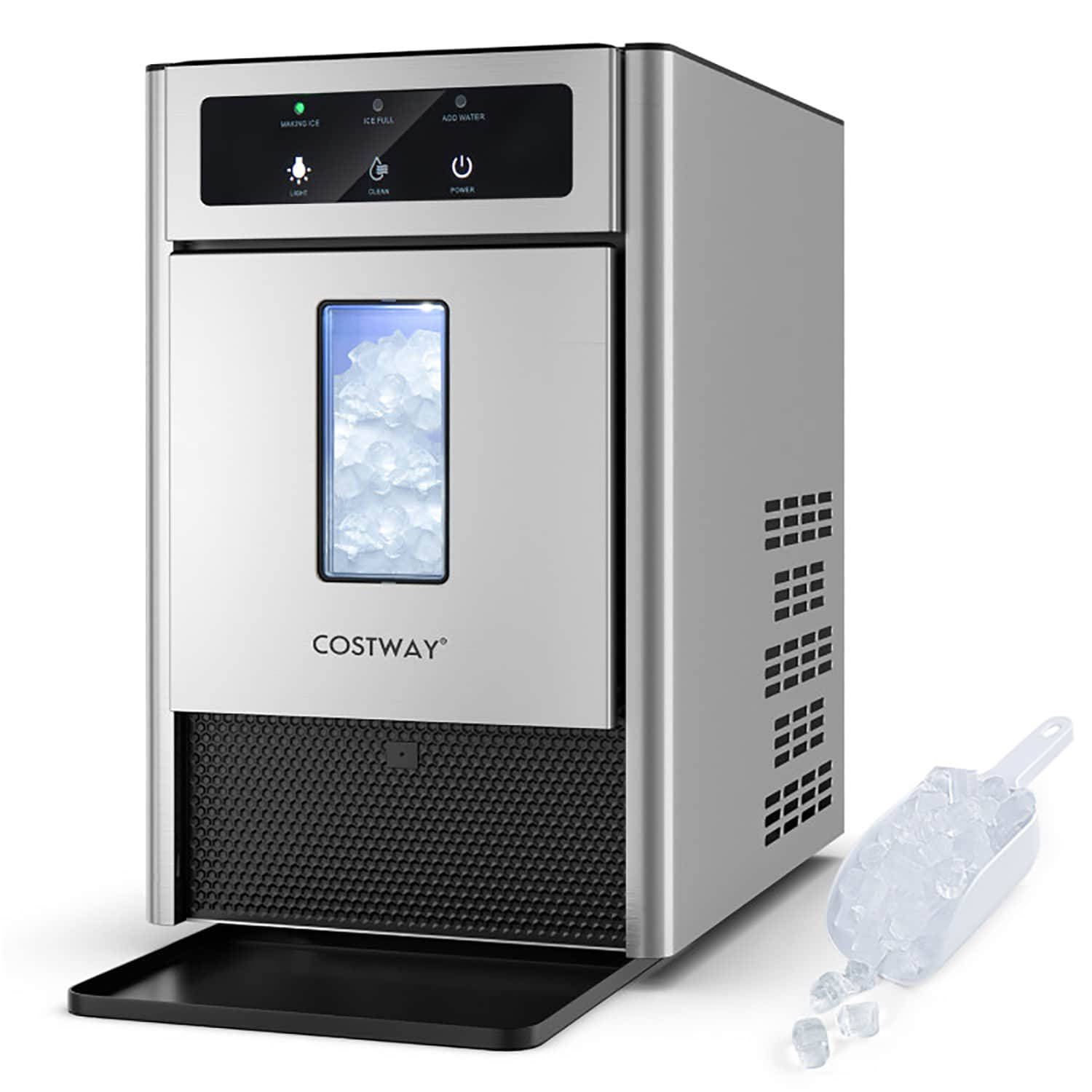 GZMR GM-ES10255US-SL 33-lb Ice Per day Countertop Nugget Ice Maker ( Silver + Black )