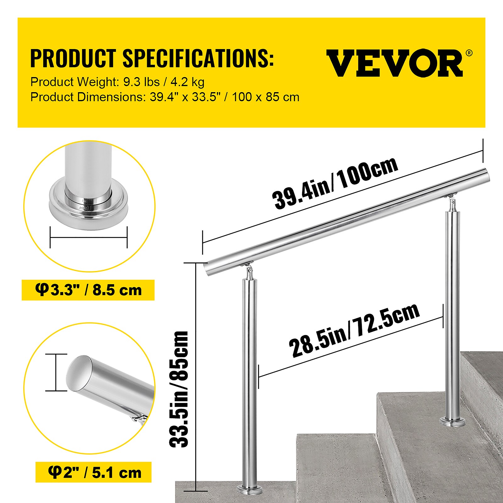 VEVOR BXGTFSLZ100CM5VIHV0 Interior-Stairpart-Railing - View #8