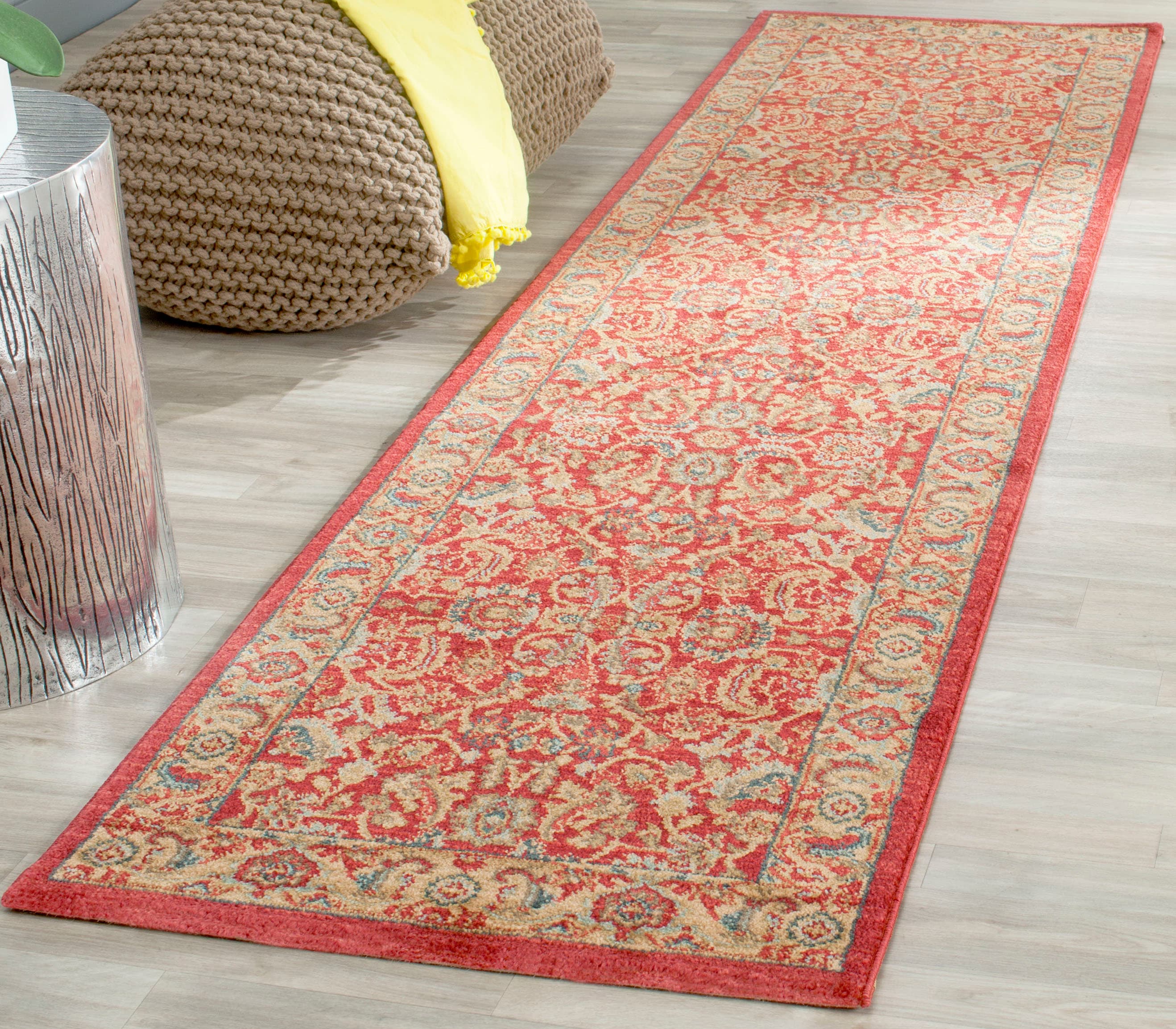 Safavieh MAH699A-214 Mahal Certa 2 x 14 (ft) Loomed Polypropylene Red/Natural Rectangular Indoor Floral/Botanical Oriental Runner rug