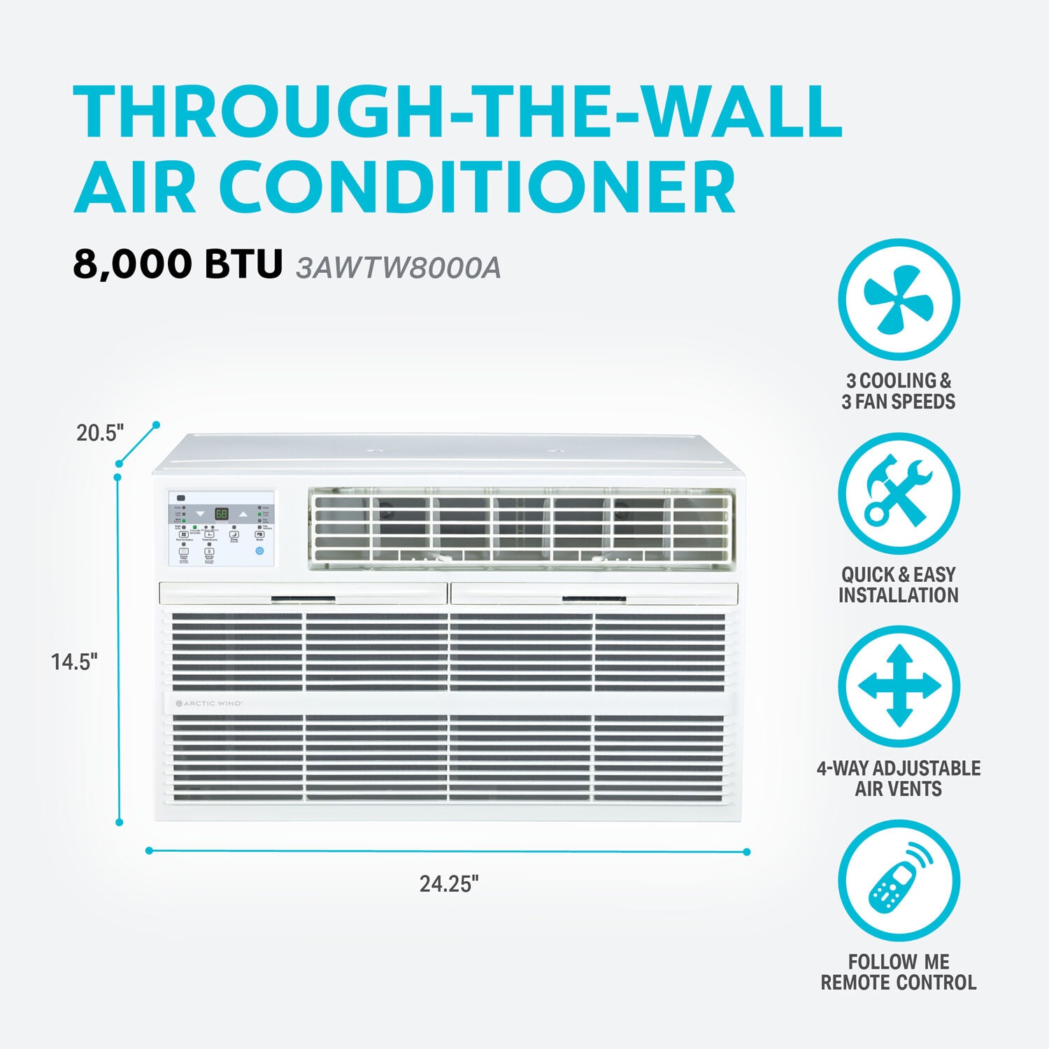 Arctic Wind 8300-BTU 350-sq ft 115-Volt White Through-the-wall Air Conditioner with Remote 3AWTW8000A Sansujyuku sansujyuku.com