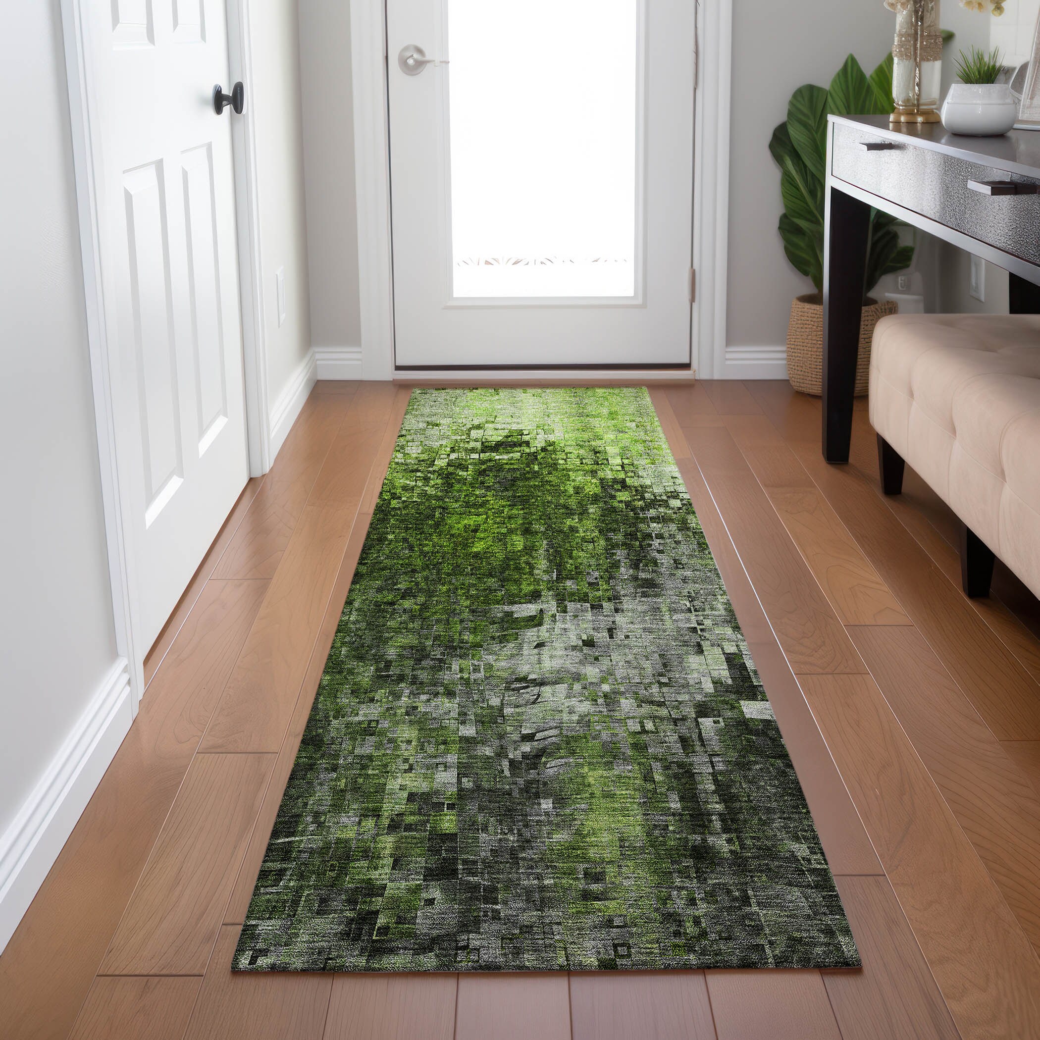 Addison Rugs ACN581GE2X8 Chantille ACN581GE 2 x 7 (ft) Polyester Green Rectangular Indoor/Outdoor Geometric Moroccan Machine washable Runner rug