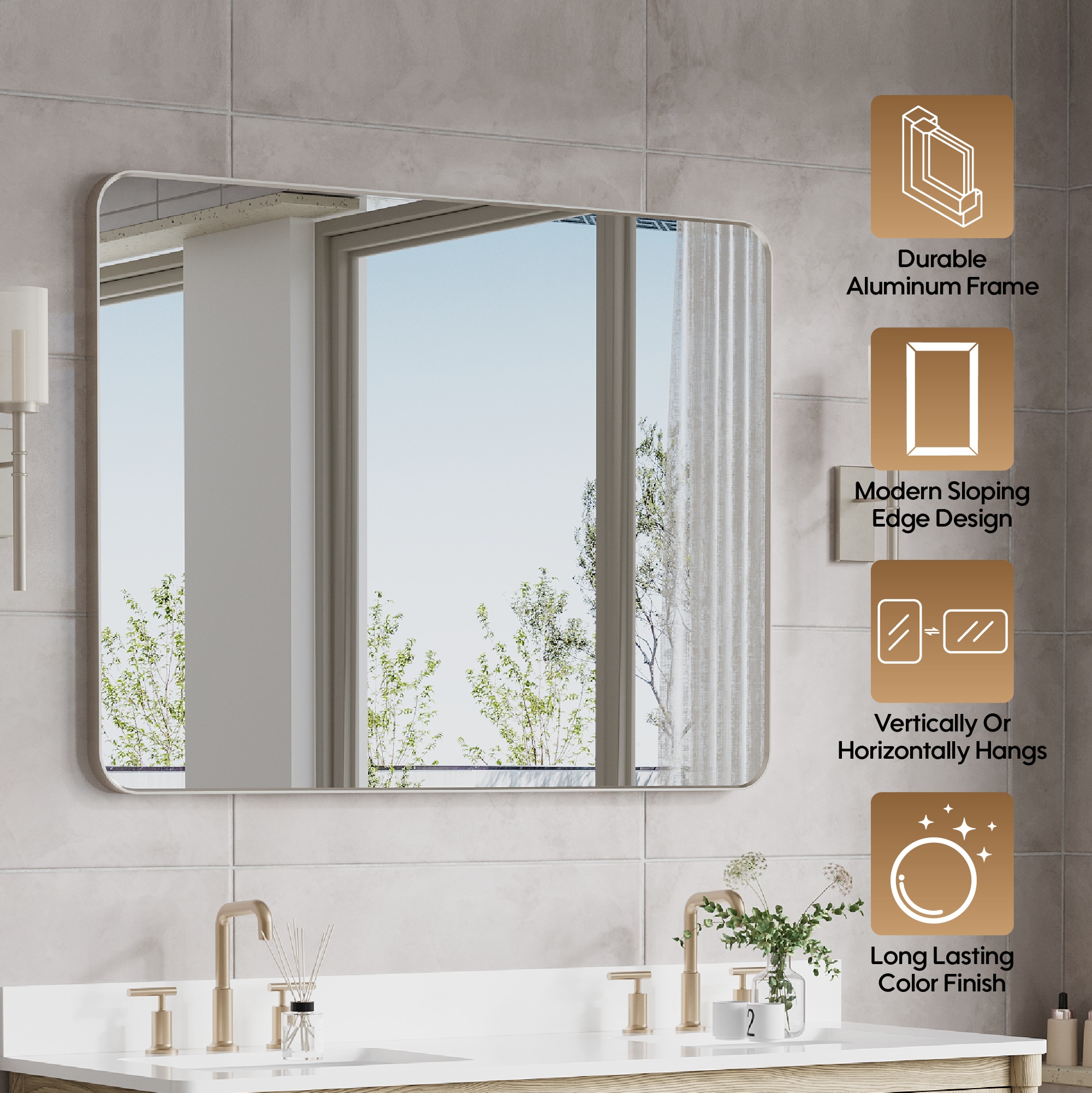 WELLFOR EX-2MC1526LBK Framed-Bath-Mirrors - View #3
