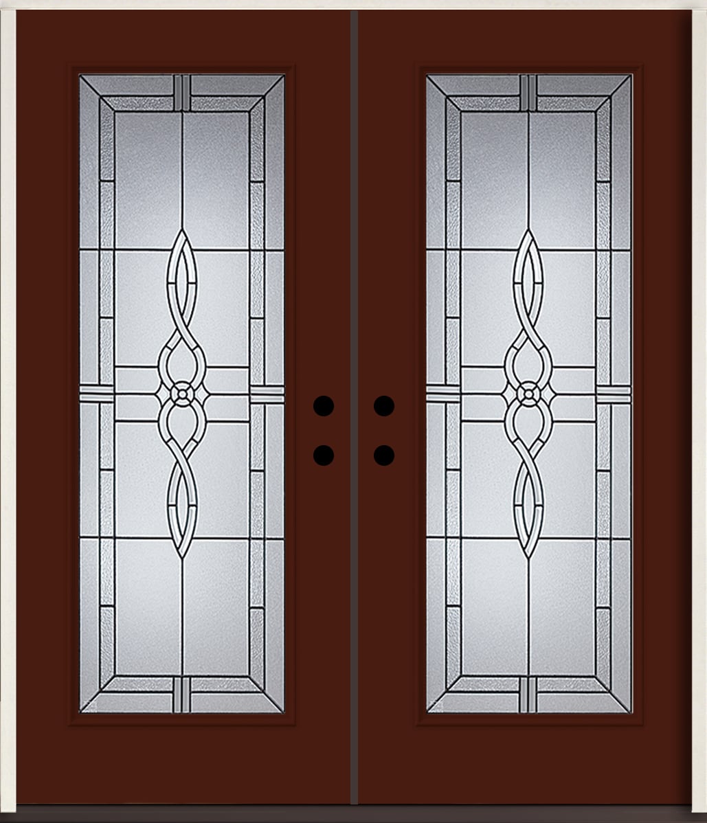 American Building Supply LO963530 Calista 72-in x 80-in x Fiberglass Full lite Left-hand inswing Currant Paint Painted Prehung Double Front Door Insulating core