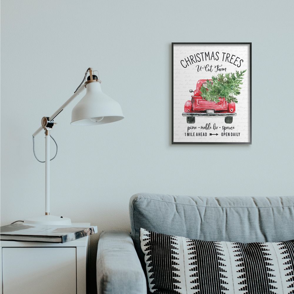 Christmas Red Truck with Pine Tree Nursery Canvas Wall Art