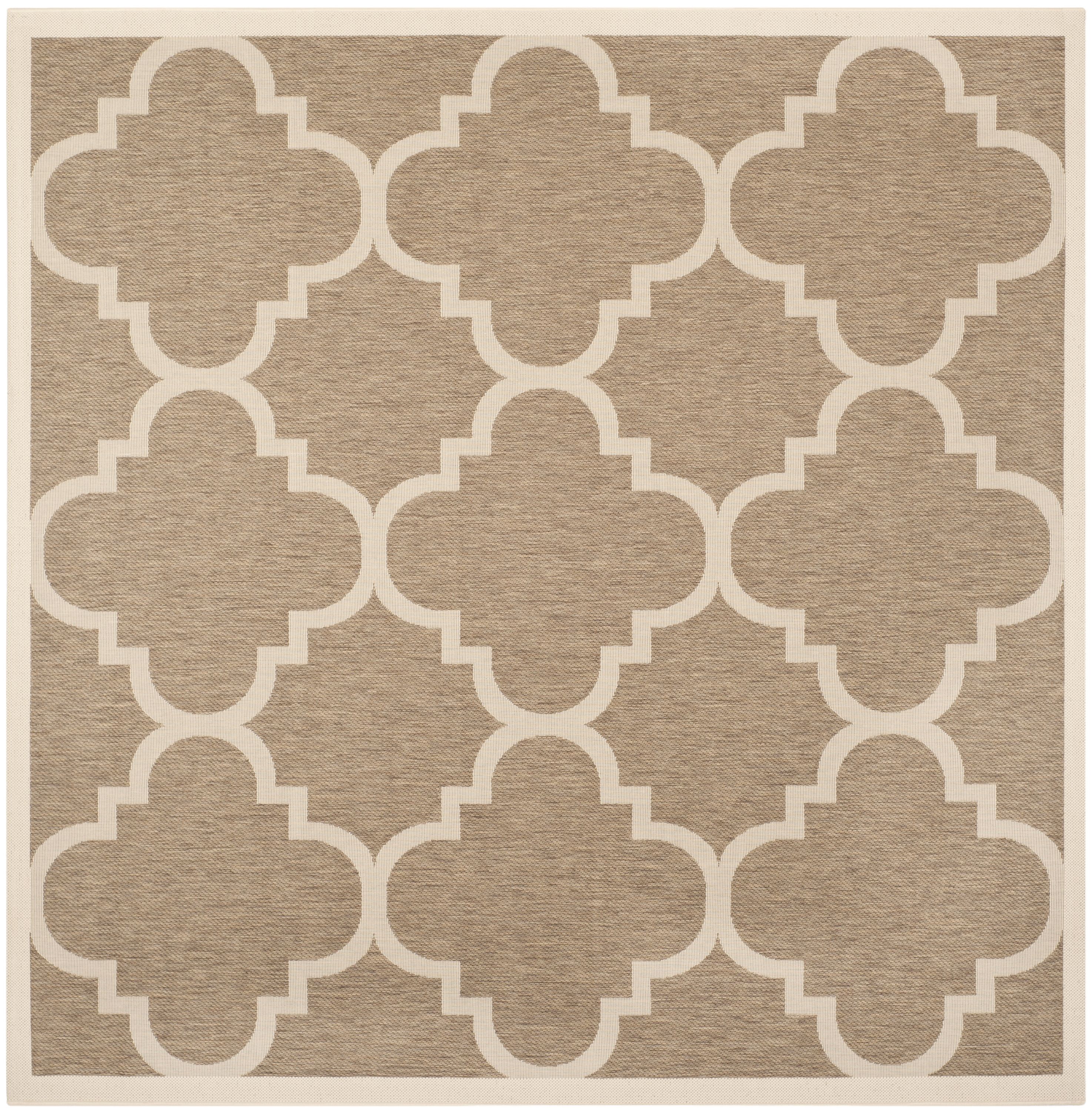 Safavieh CY6243-242-8SQ Courtyard Lihue 8 x 8 (ft) Loomed Polypropylene Brown Square Indoor/Outdoor Geometric Coastal Area rug