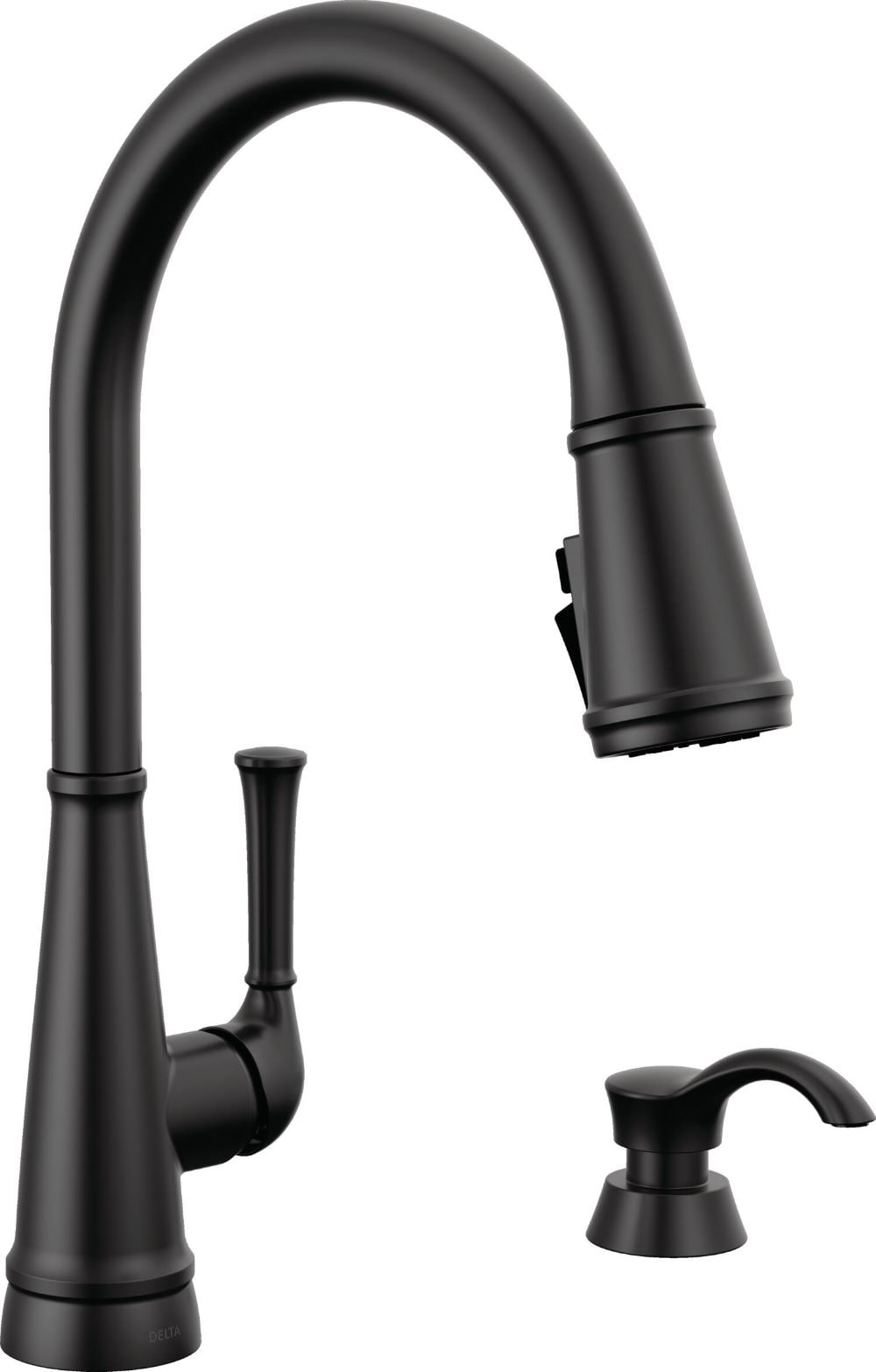 Delta 19814Z-BLSD-DST Alpen Matte Black Single Handle Deck-mount Pull-down Kitchen Faucet with Sprayer ( Deck Plate Included ) (Soap Dispenser Included)