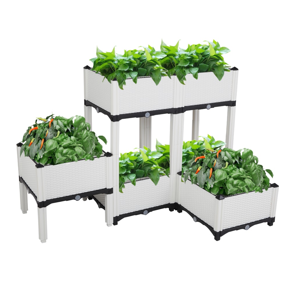 Winado 455112318985 15.75-in W x 15.75-in L x 10.04-in H White Plastic Raised Garden Bed