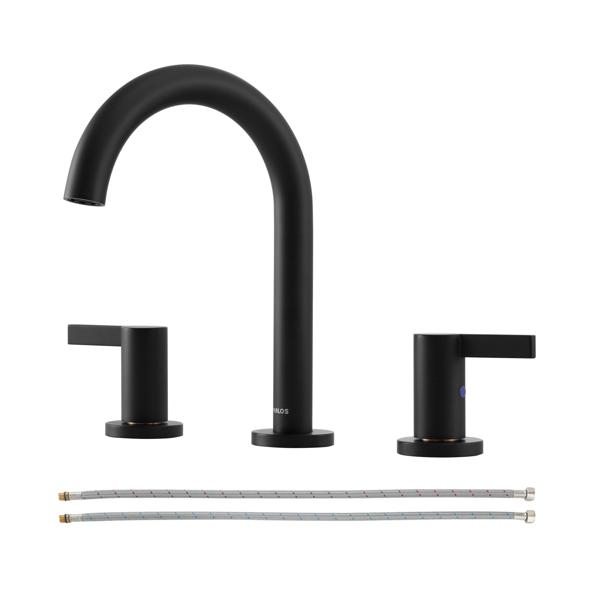 PARLOS 1437604PD Electra Matte Black Widespread 2-handle High-arc Residential Handle Bathroom Sink Faucet
