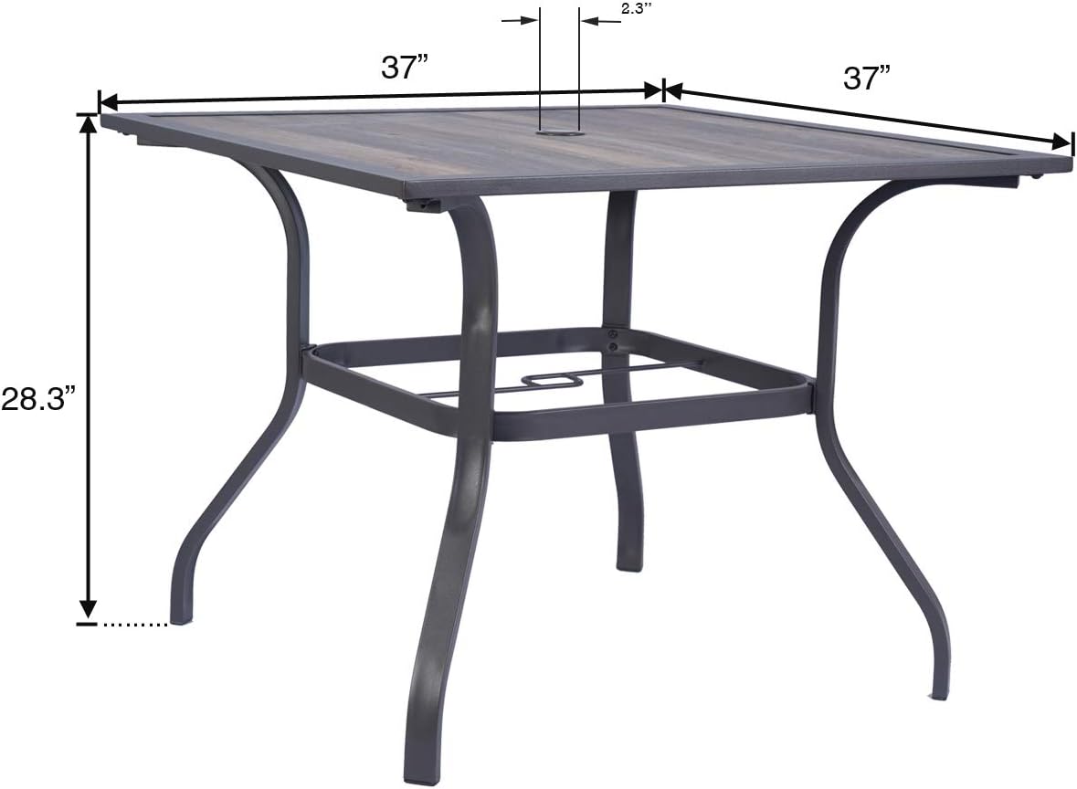 Kozyard 37" Brown Wrought Iron and Laminate Wood Outdoor Dining Table
