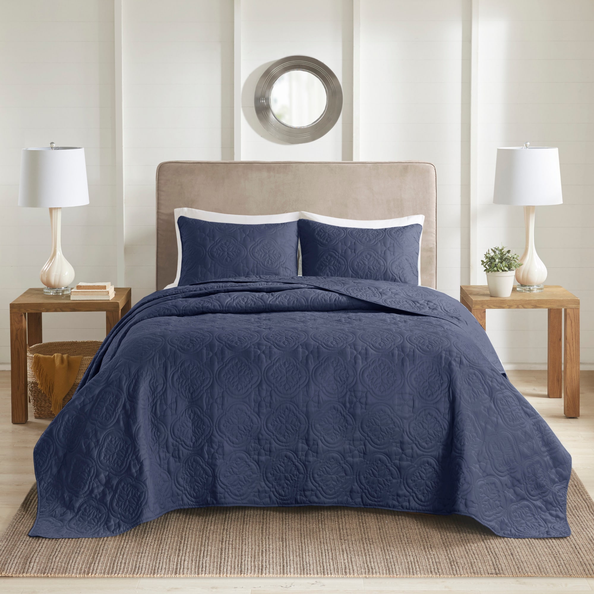 510 Design 5DS13-0291 3 -Piece Navy King/California king Bedspread Set