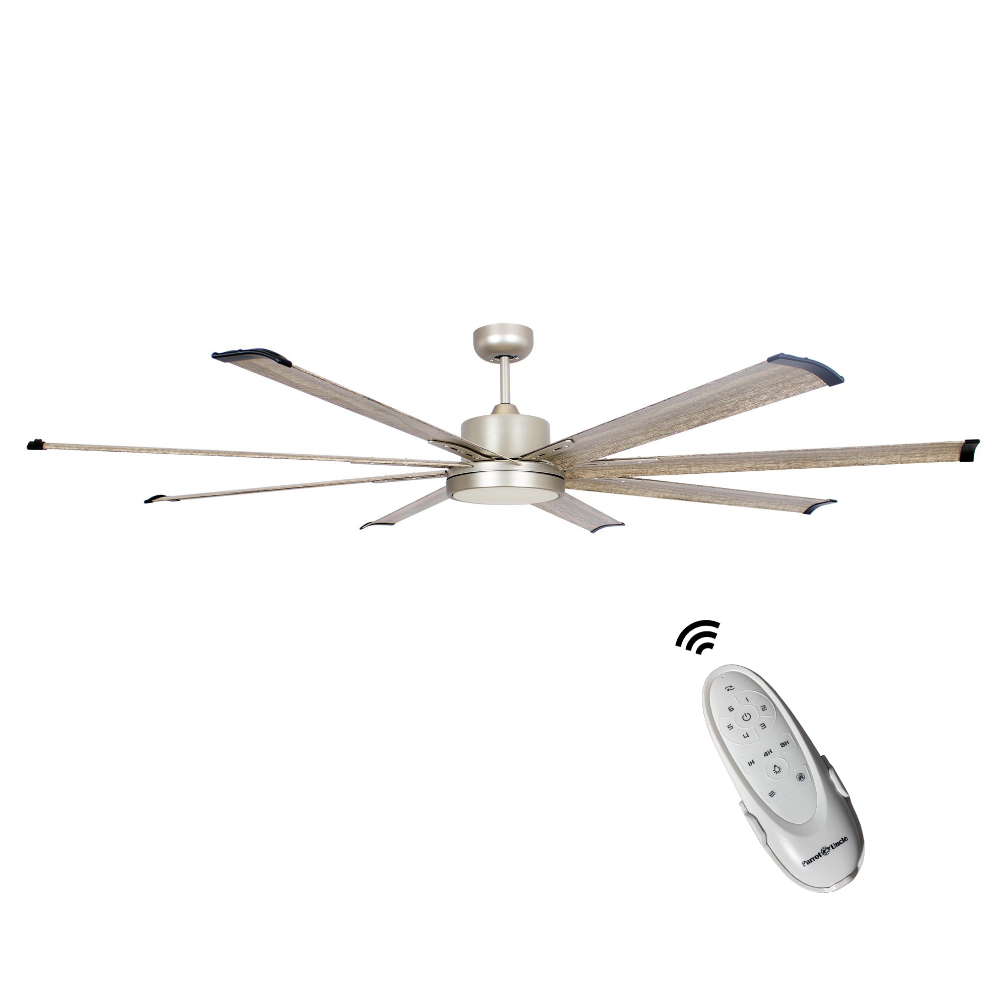 Parrot Uncle 72-in Satin Nickel LED Indoor Ceiling Fan with Light Remote  (8-Blade) in the Ceiling Fans department at