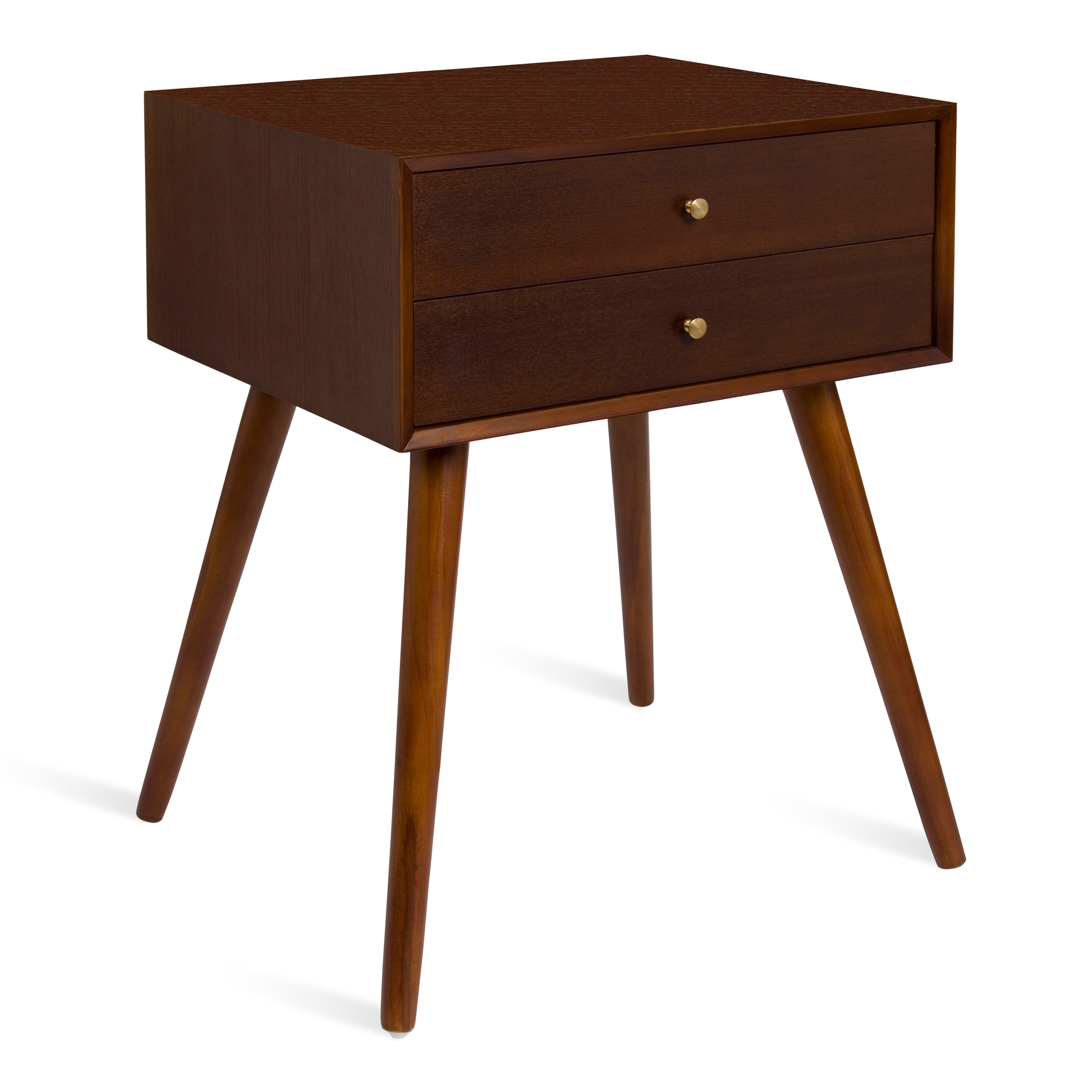 Kate and Laurel 214147 Finco 18-in W x 24-in H Walnut Brown Wood veneer Rectangular Midcentury End Table Assembly Required