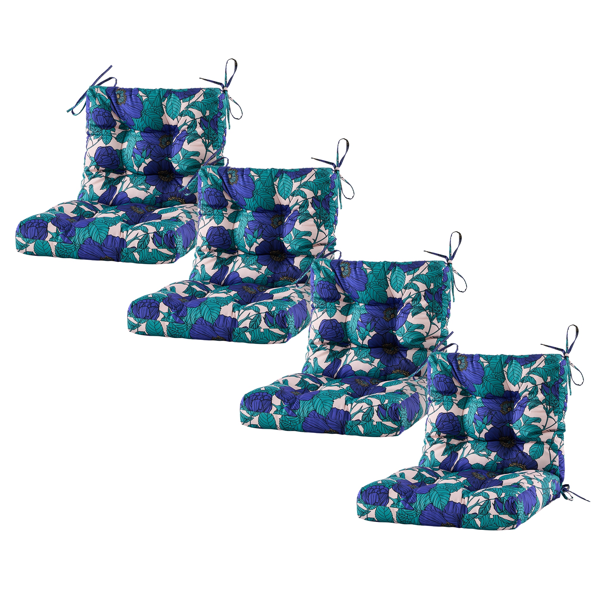 Artplan -  Seat Back Outdoor Chair Cushion Set of 4 Patio Chair Cushion with Tie Tufted Replaceme...