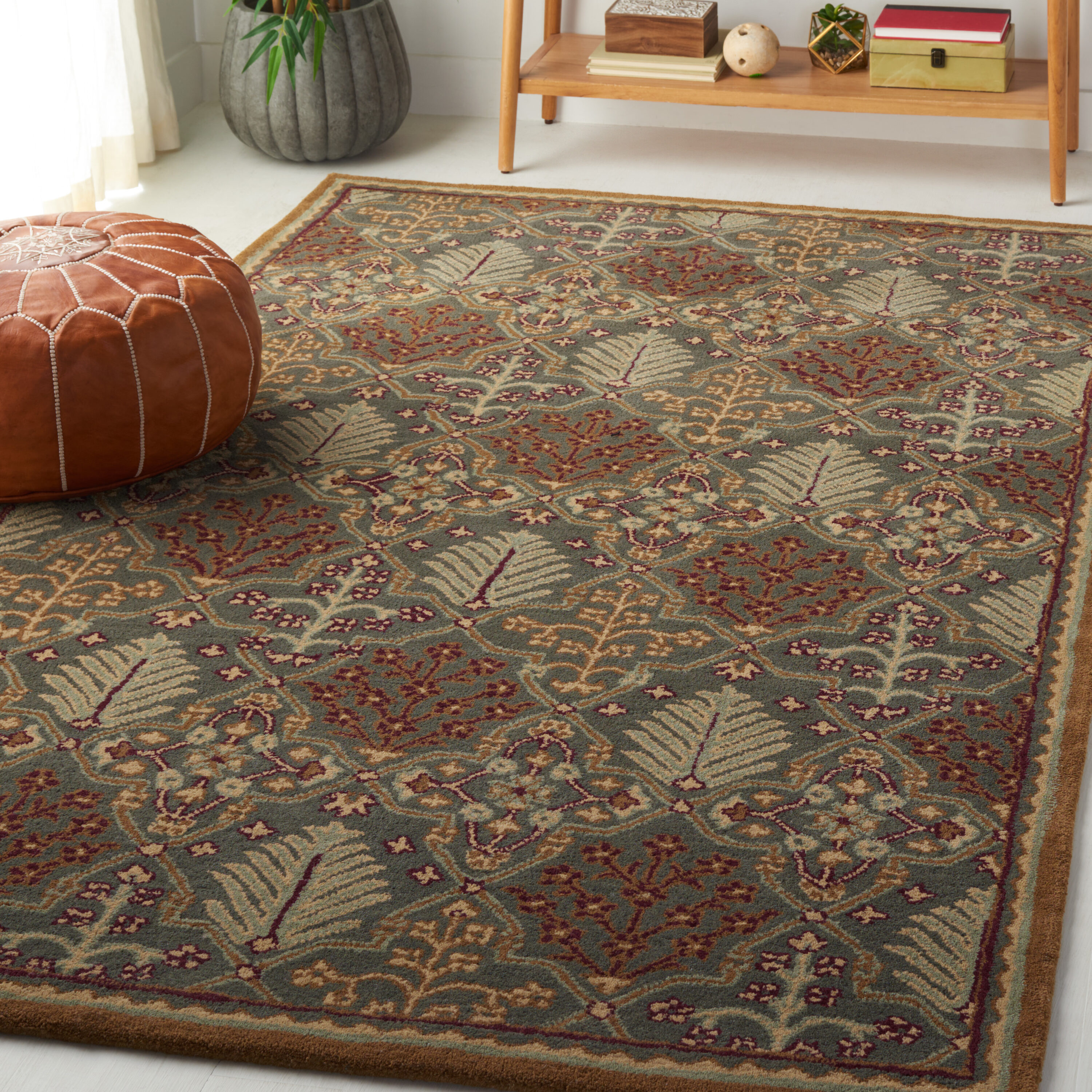  At613 Light Blue/Gold Traditional 5ft x 8ft Medium Rectangle Rug
