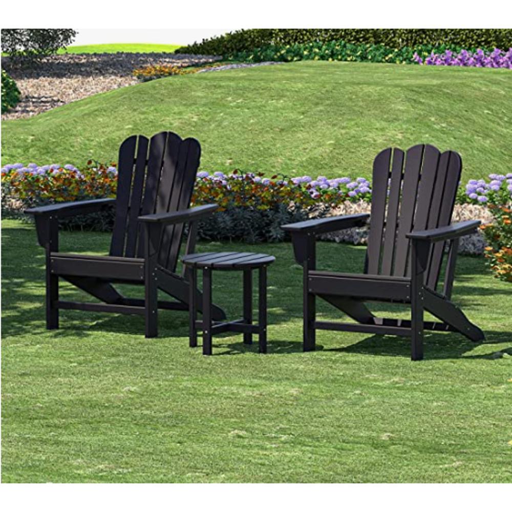 Bayfeve Patio Chairs Set of 2 Black Hdpe Frame Stationary Adirondack Chair with Solid Seat at