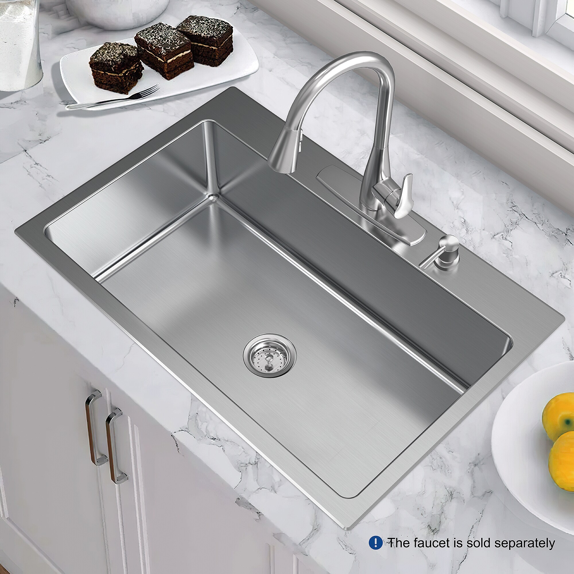 allen + roth Theo Dual-mount 33-in x 22-in Stainless Steel Single Bowl 4-Hole Kitchen Sink
