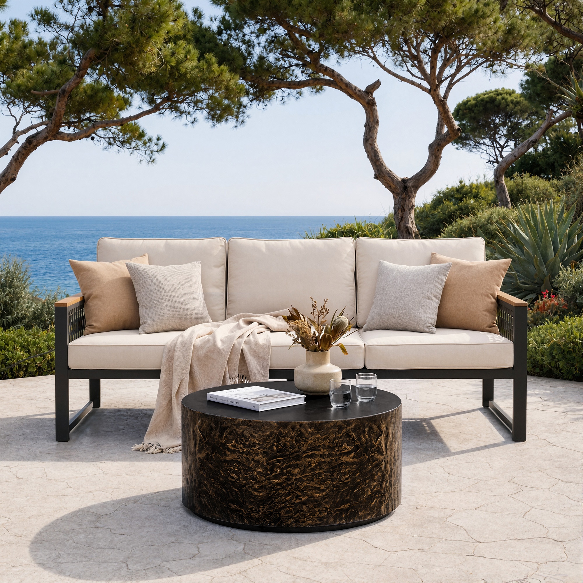 Patio Watcher - 2 -Piece Patio Conversation Set with Beige Cushions Included