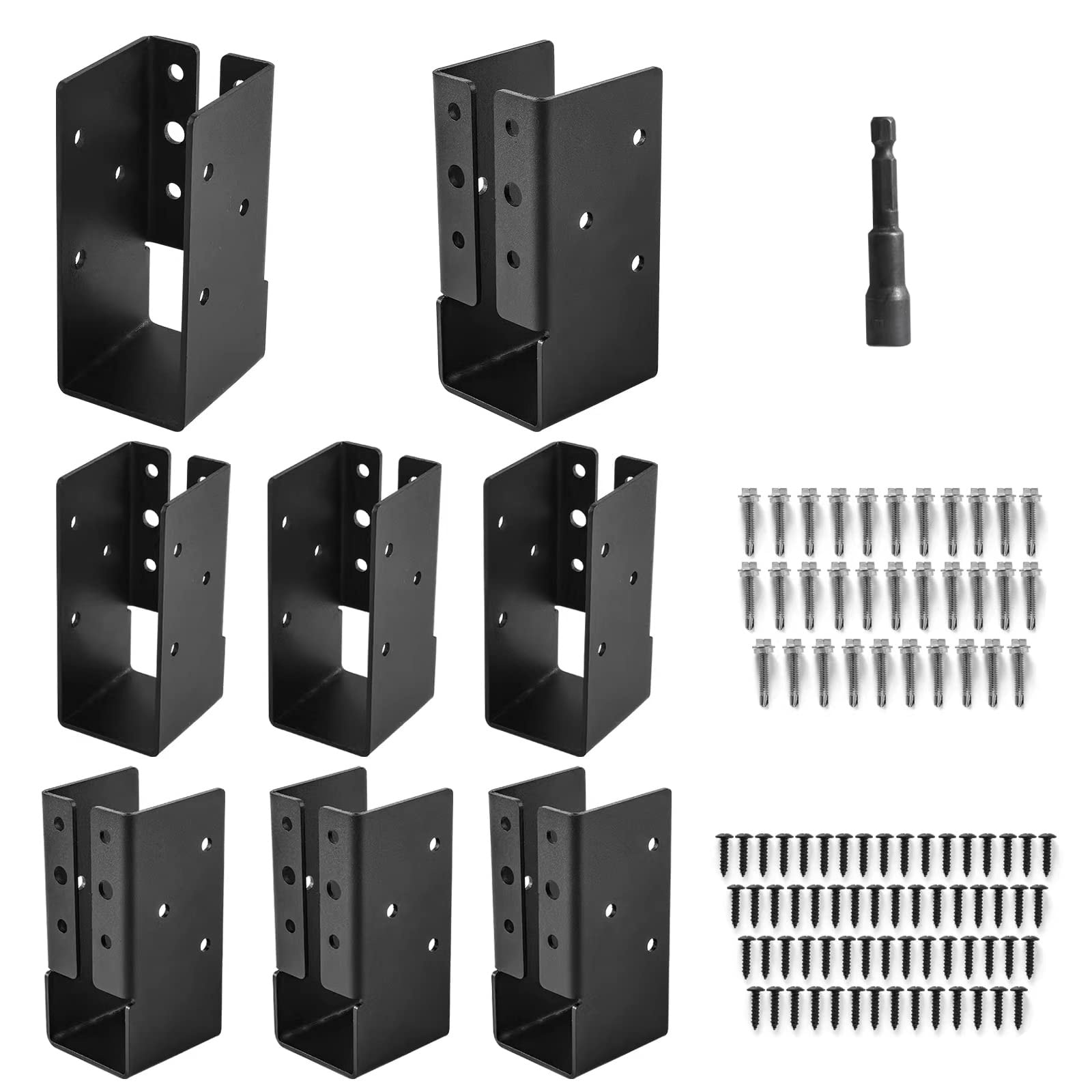 Phyfalip  Concealed Joist Hangers 8 pcs for 2 x 4 Wood Beams Q235B Steel Powder Coated Outdoor Indoor Trim Flange Mount with Screws and Drill Bit