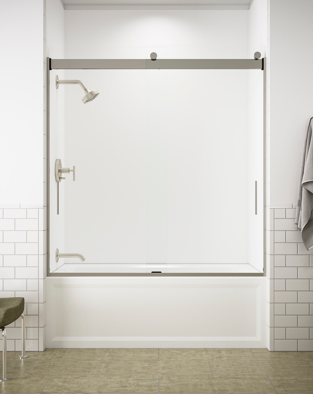 Buy 56-60 in. W x 59 in. H Frameless Bathtub Door, Water Repellent