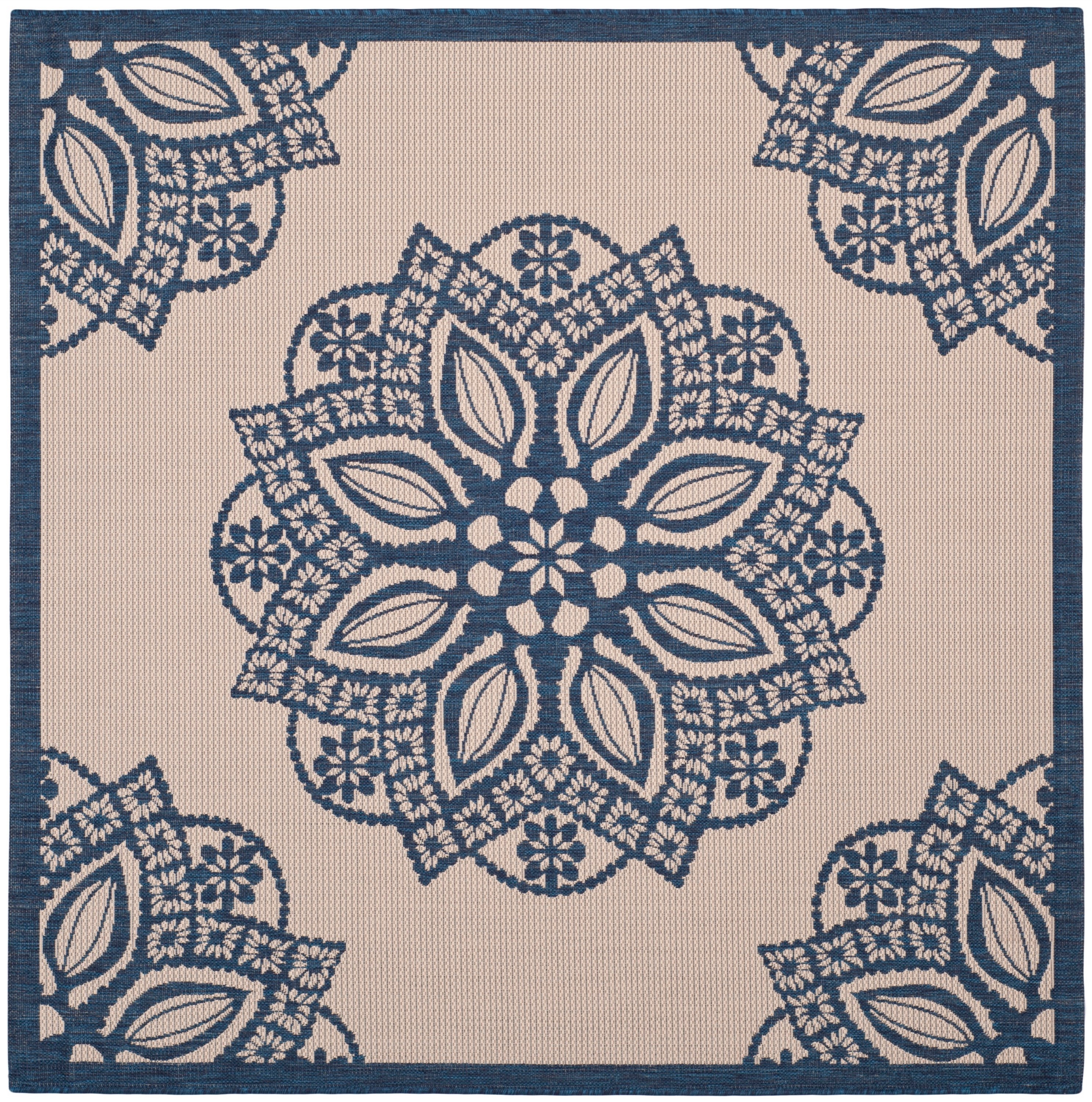 Courtyard Square Red Indoor/Outdoor Easy-Care Area Rug