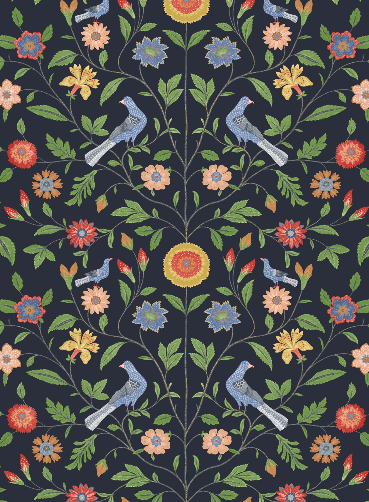NextWall NW45902 30.75-Sq. Feet Midnight Blue Vinyl Birds Self-adhesive Peel and Stick Wallpaper