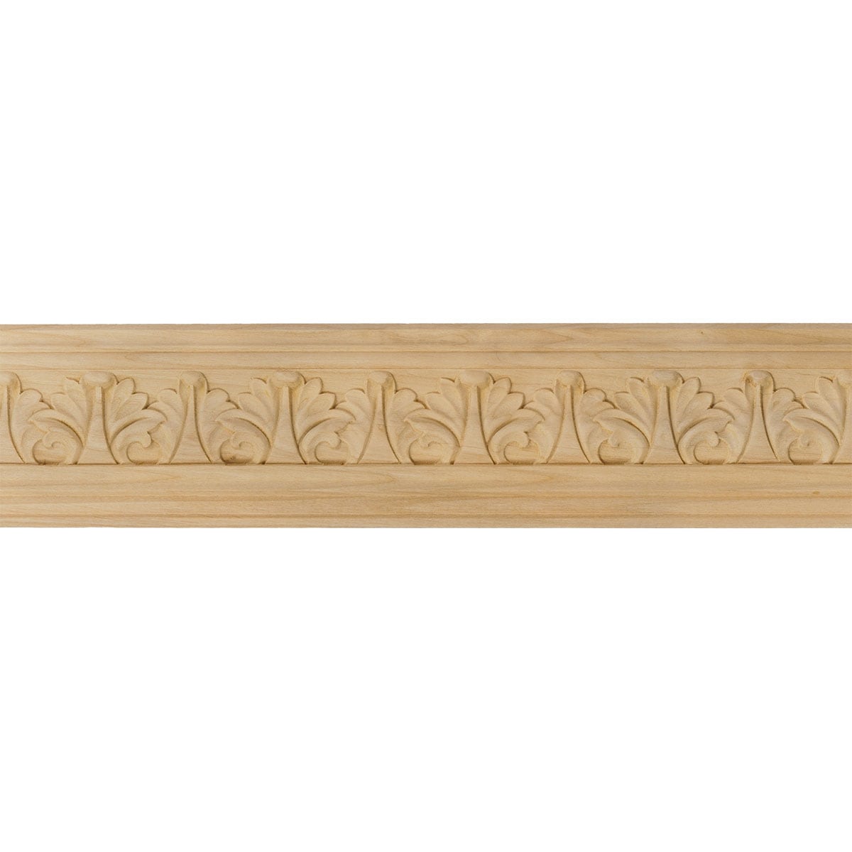 Ekena Millwork 686252 Acanthus Leaf Carved Wood 2-1/8-in x 7-ft 10-1/2-in Cherry Unfinished Wood 686252 Crown Moulding 2 -Pack
