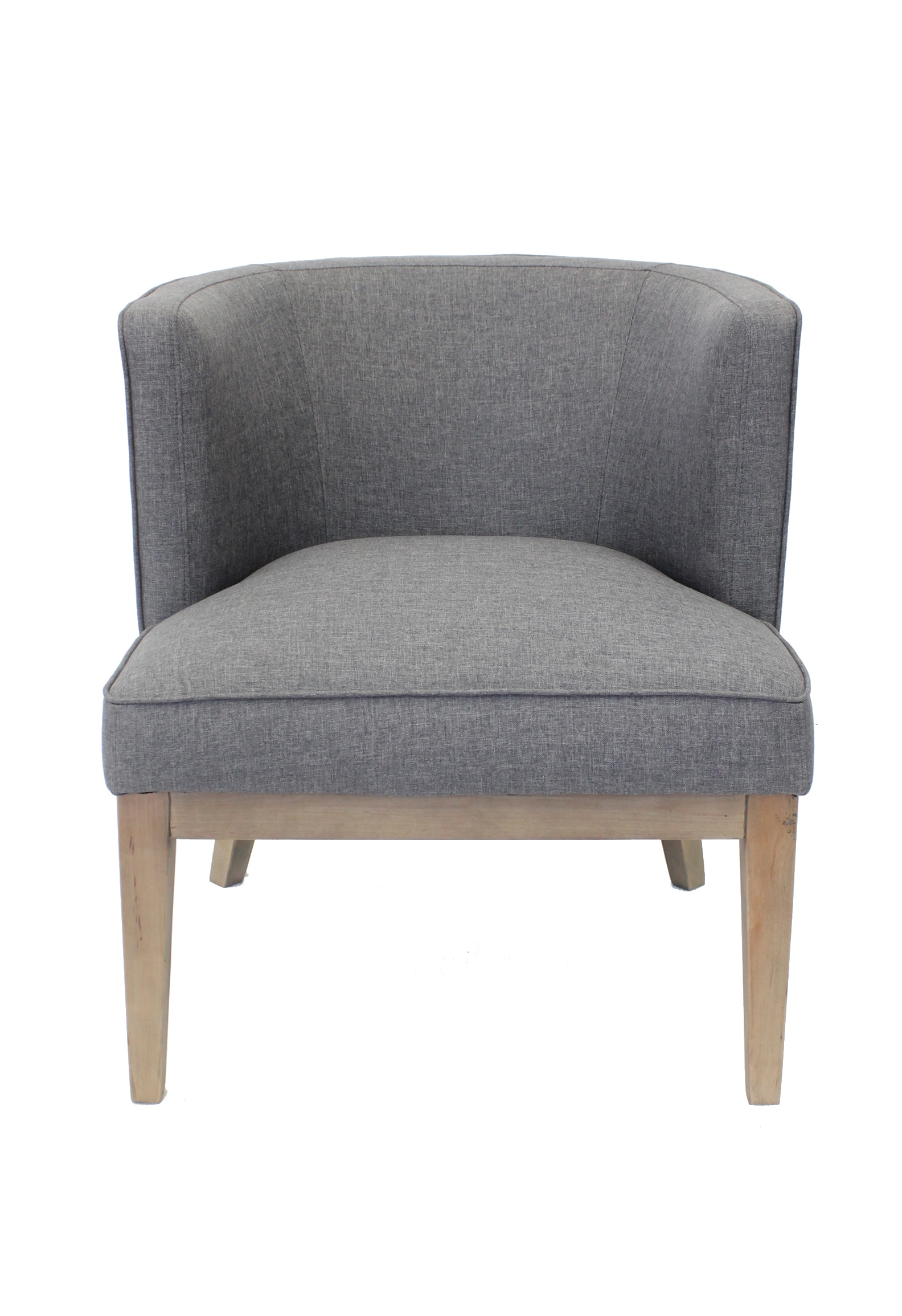 Elegant Slate Gray Barrel Accent Chair in Velvet and Wood