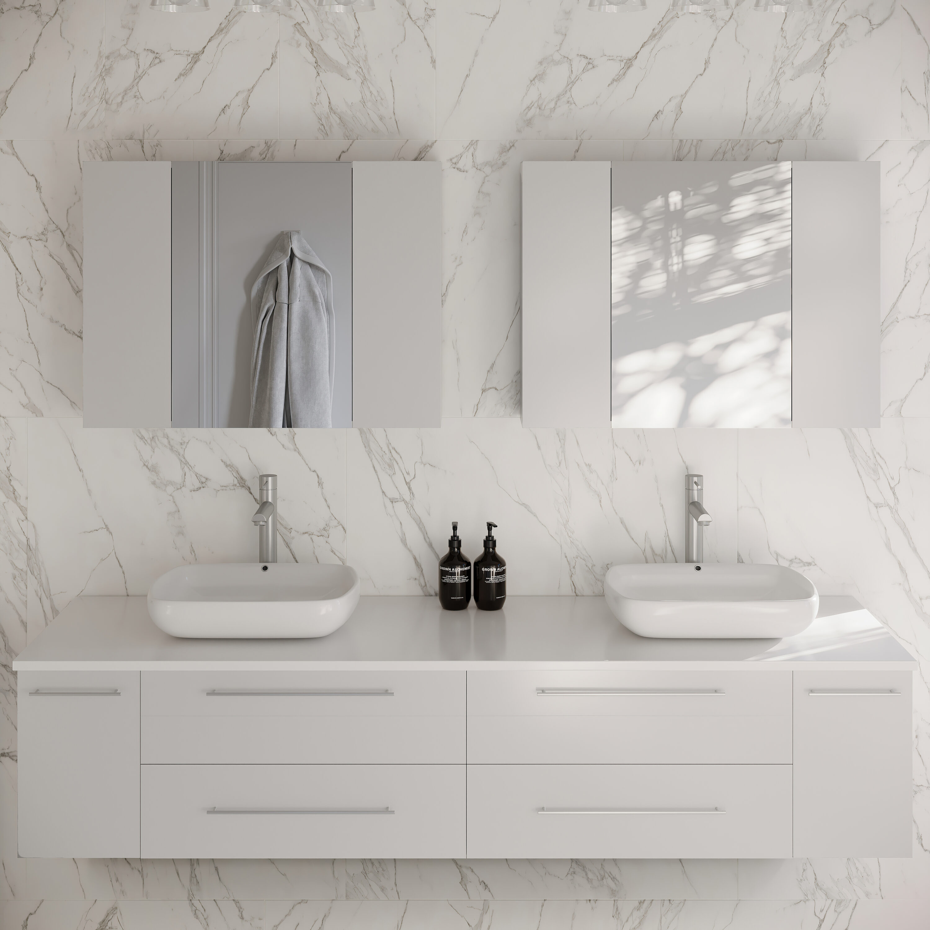 Fresca FVN6172WH-VSL-D Lucera 72-in White Double sink Floating Bathroom Vanity with White Quartz Top