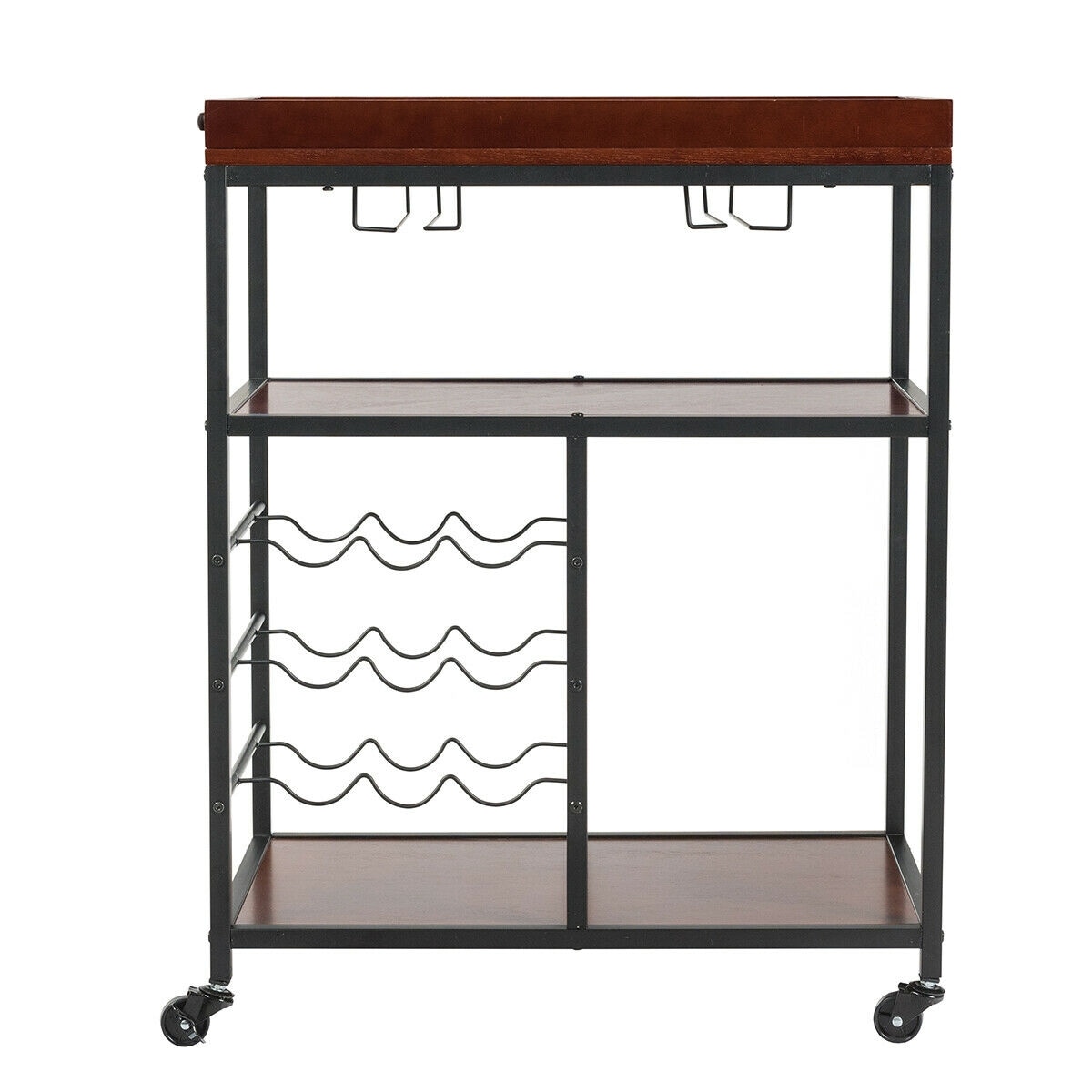 YERIVA KT5795 Brown Metal Base with MDF Laminate Top Rolling Kitchen Cart ( 18-in x 28-in x 36.5-in )