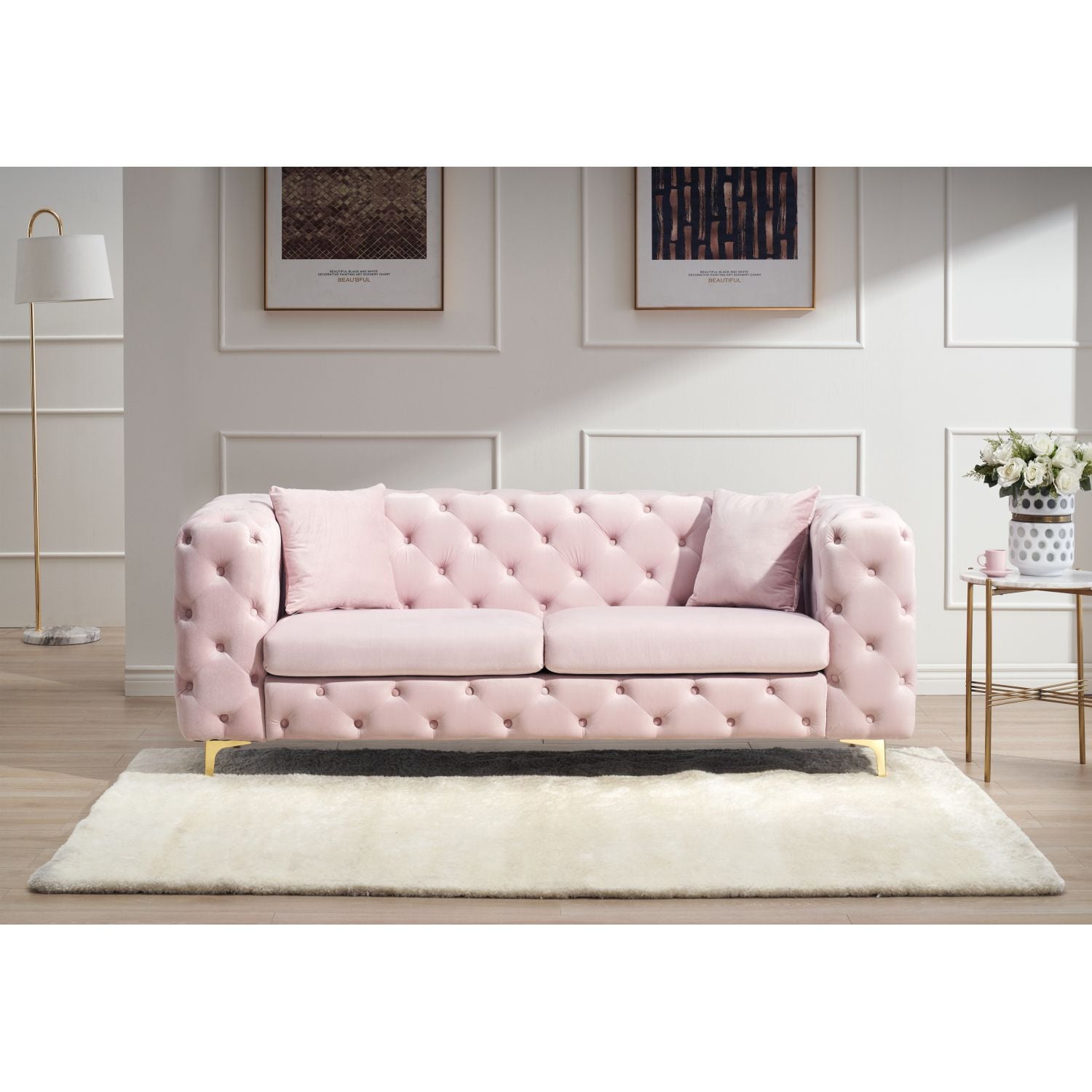 JASMODER W1302S00048 31.5-in Modern Pink Polyester/Blend Sofa