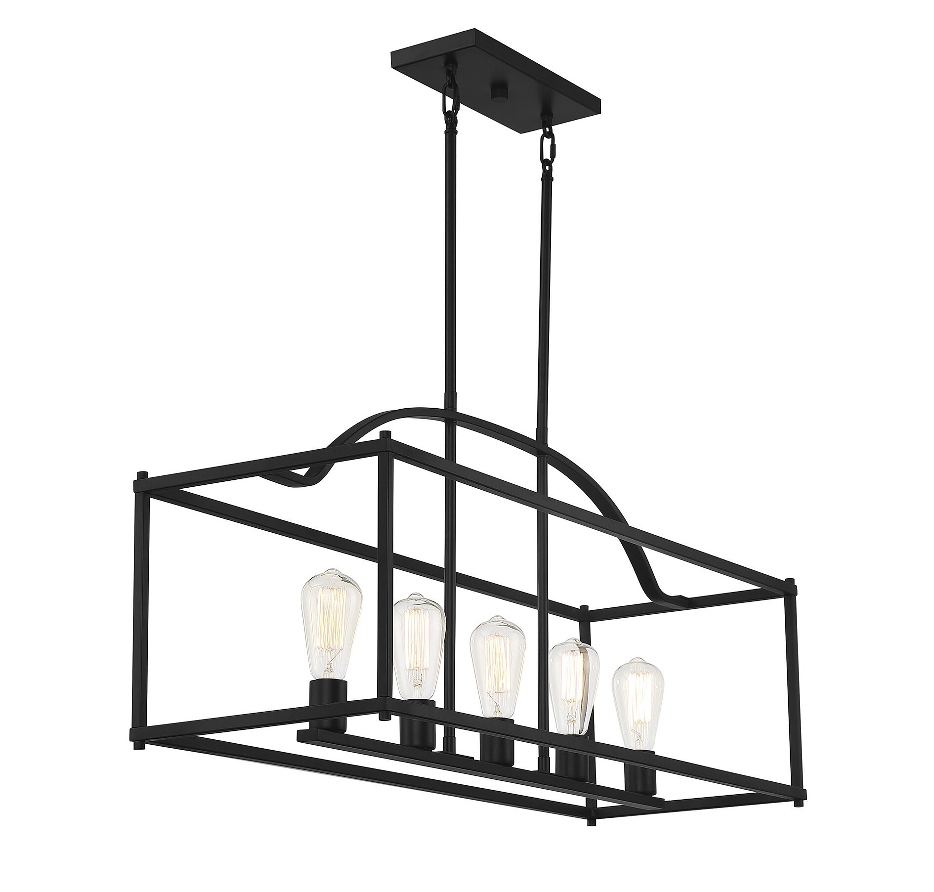 Palladian Matte Black 5-Light Linear Cage Chandelier