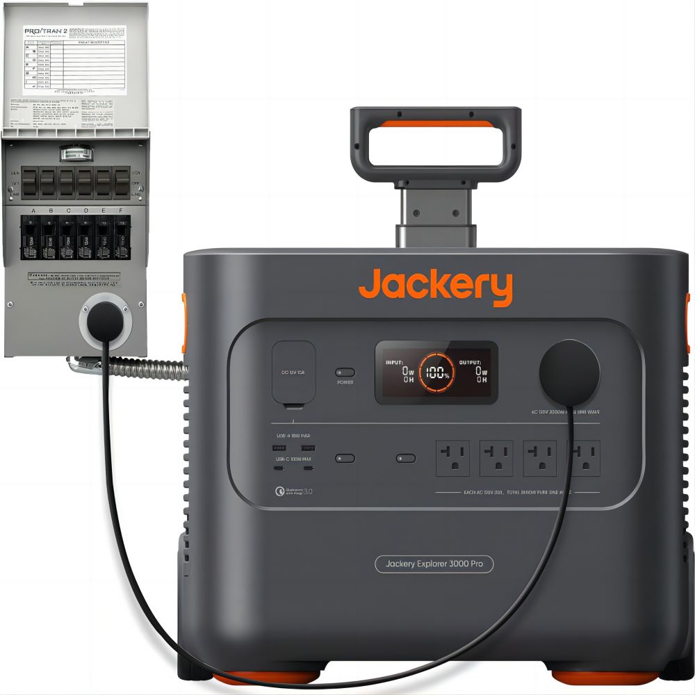 Jackery 60-3000-USA111 Explorer 3000 Pro (3024Wh) with Transfer Switch 3000 -Watts Portable Power Station