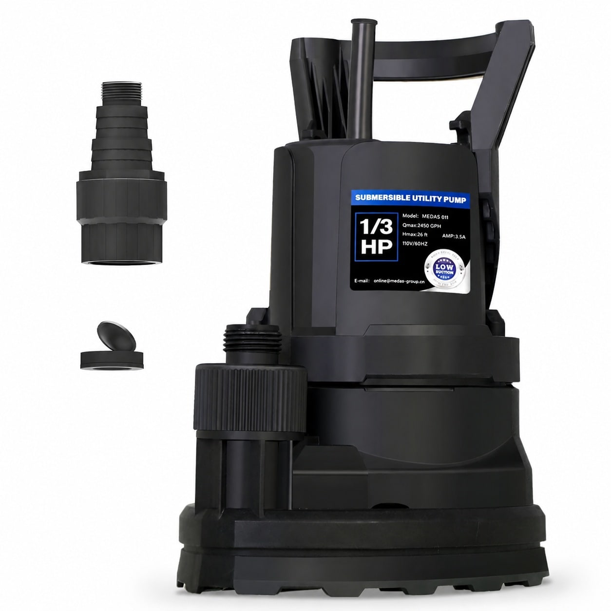 Etokfoks  1 3HP High Flow Utility Pump 2450 GPH Low Suction for Pool Basement Water Removal with 10ft Power Cord