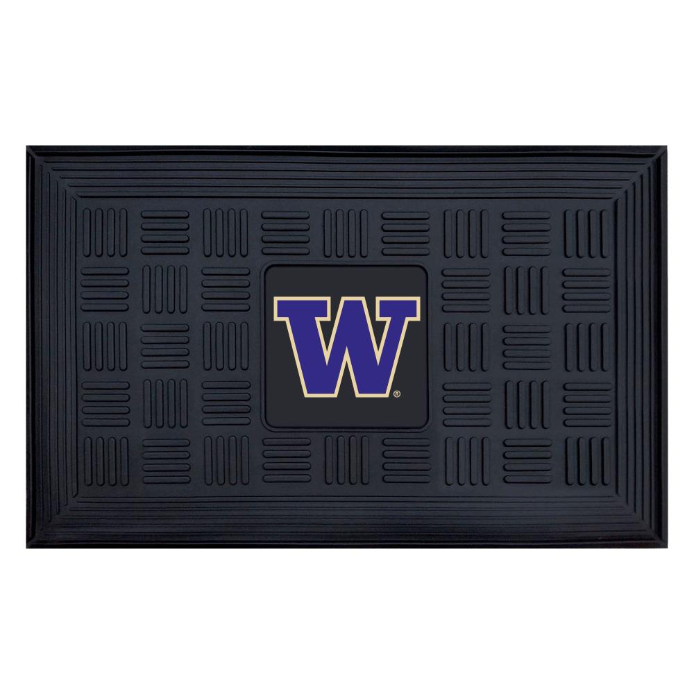 FANMATS 13261 Washington Huskies 2-ft x 3-ft Black Vinyl Rectangular Outdoor Decorative Sports Door mat