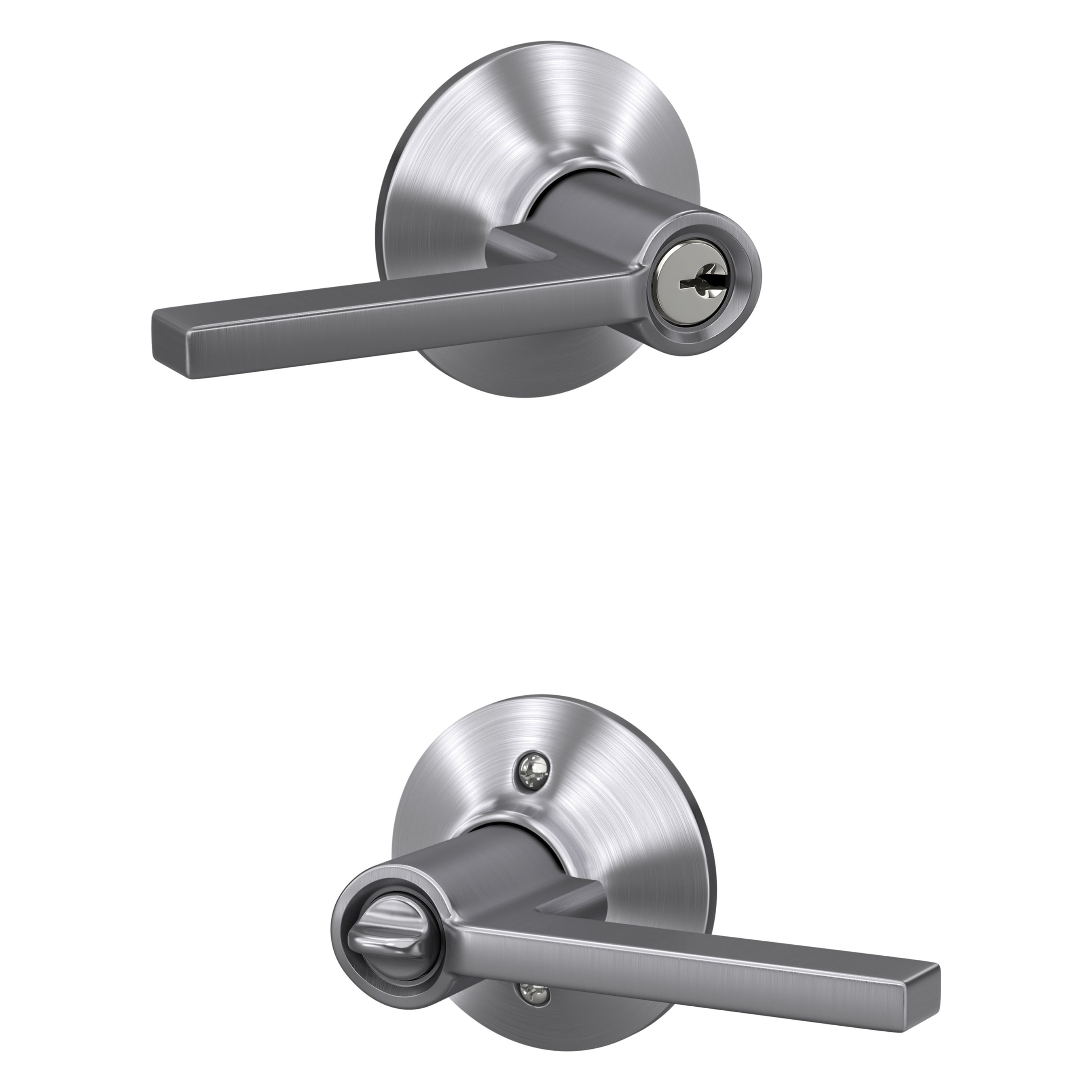 Schlage F51A LAT 626 F51A LAT Latitude Satin Chrome Exterior Keyed Entry Door Handle