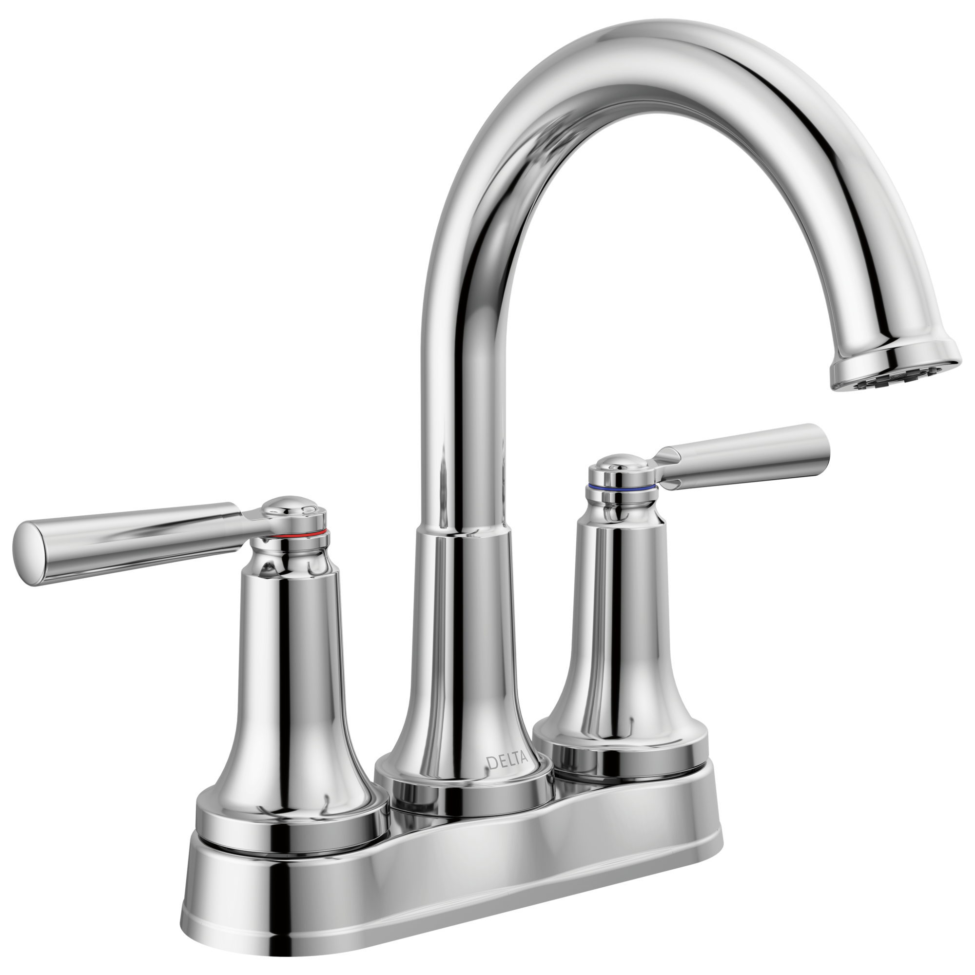 Delta Saylor Chrome 2-handle 4-in centerset WaterSense High-arc Bathroom  Sink Faucet with Drain with Deck Plate in the Bathroom Sink Faucets  department at