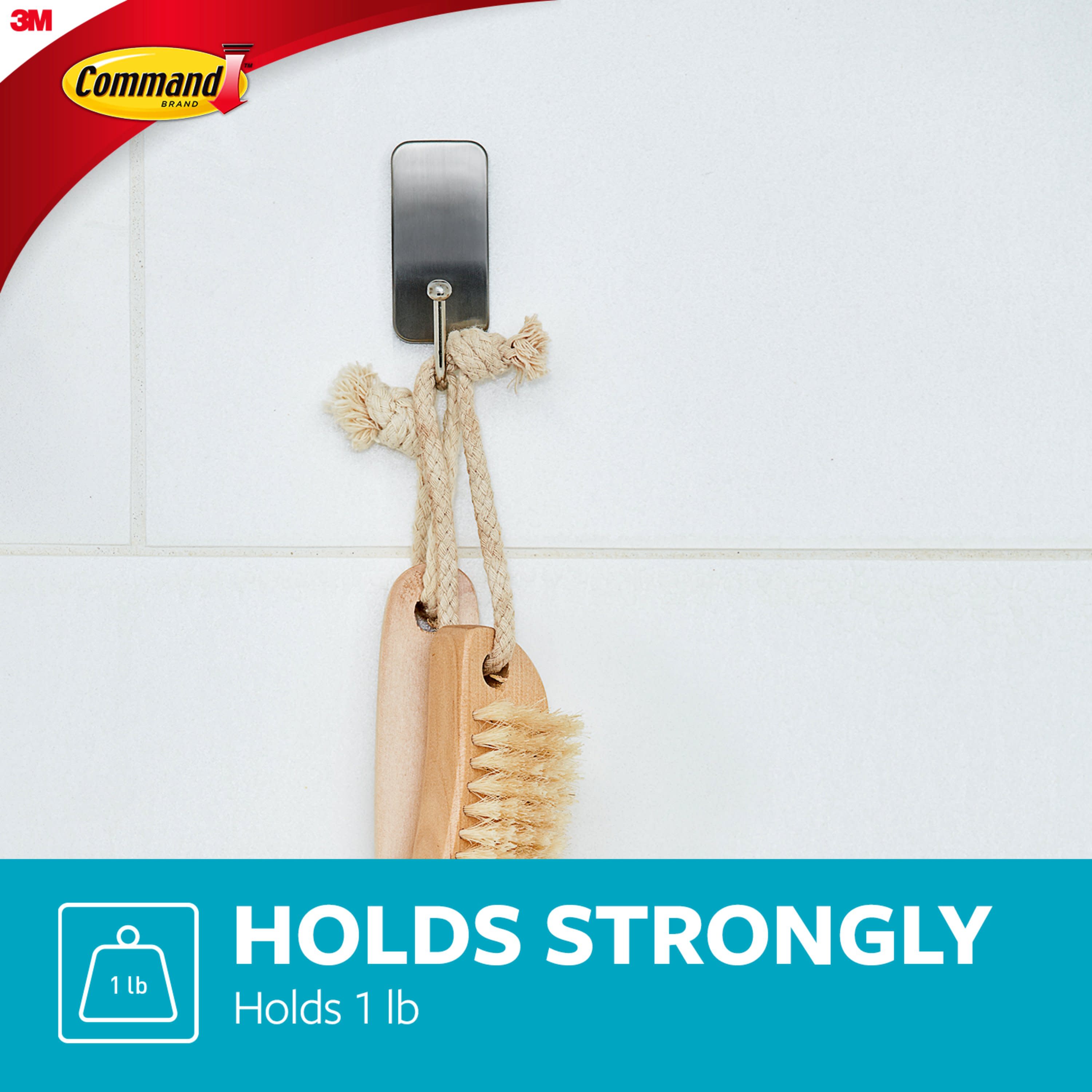 Command? Shower Squeegee, Satin Nickel, 1 Squeegee, 1 Hook, 1 Small  Water-Resistant Strip/Pack