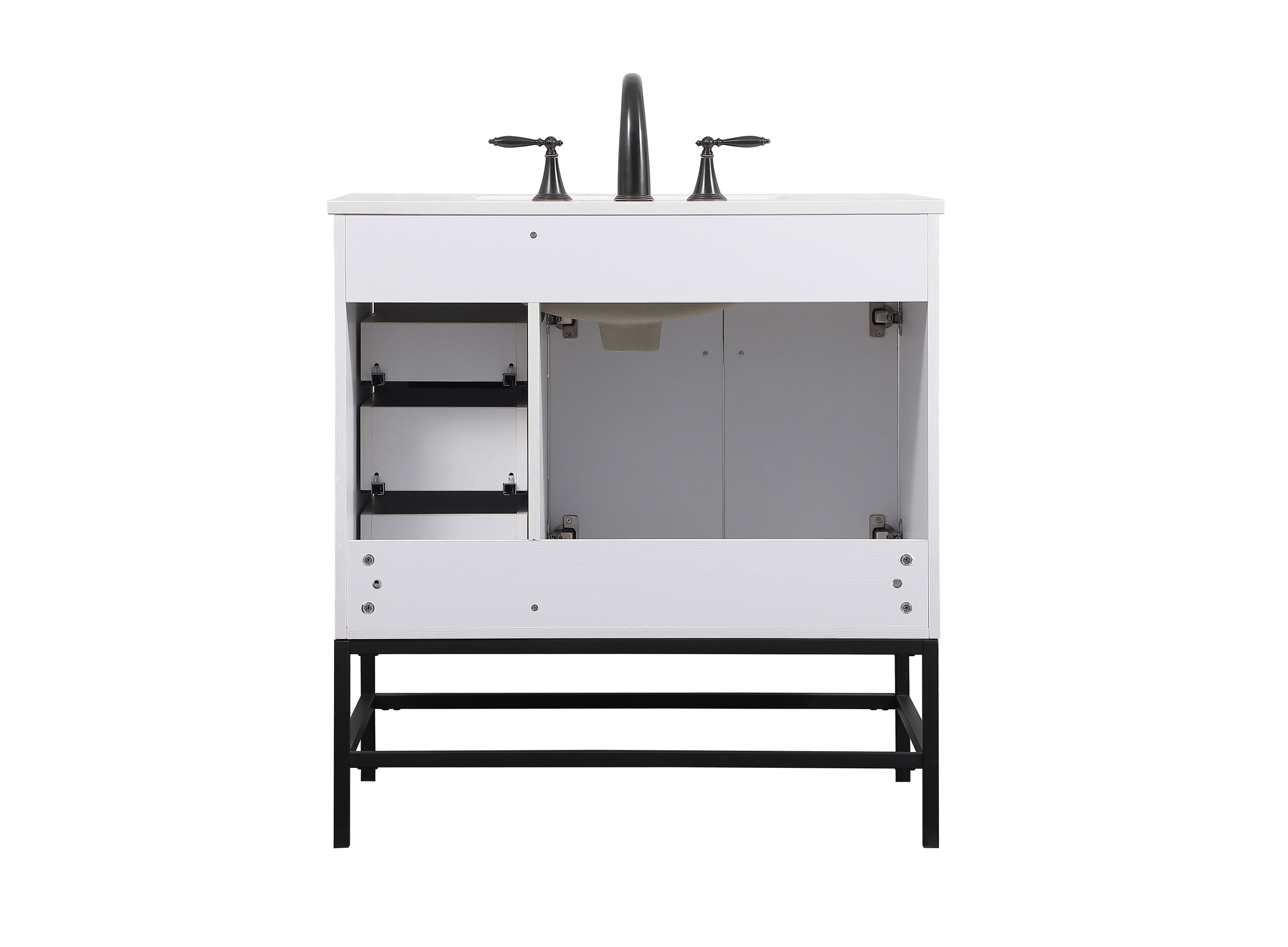 Eugene 32" White MDF Bathroom Vanity with Quartz Top