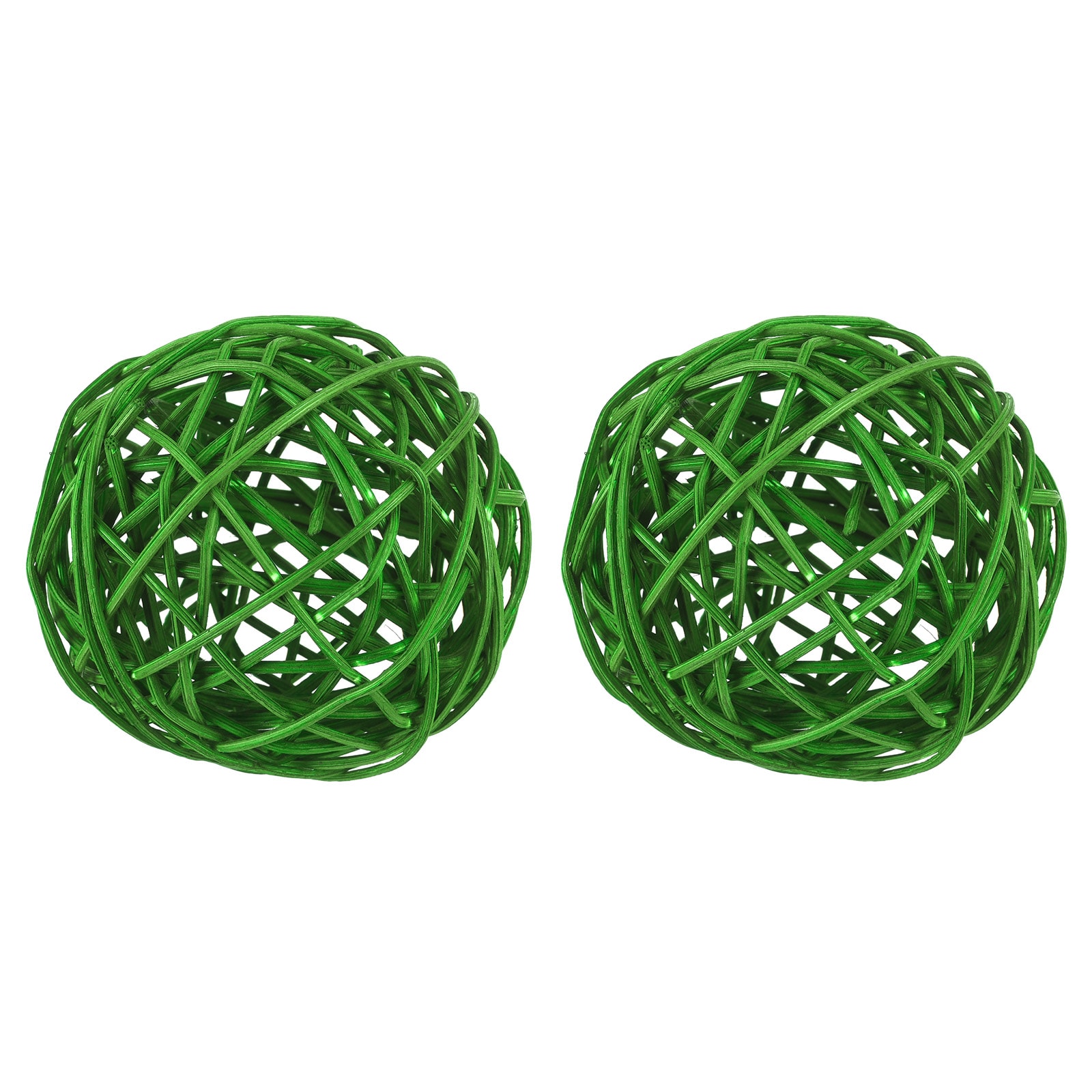 Unique Bargains - 2 Pcs Wicker Rattan Balls 3 Inch Rattan Decorative Balls Vase Fillers for Weddi...