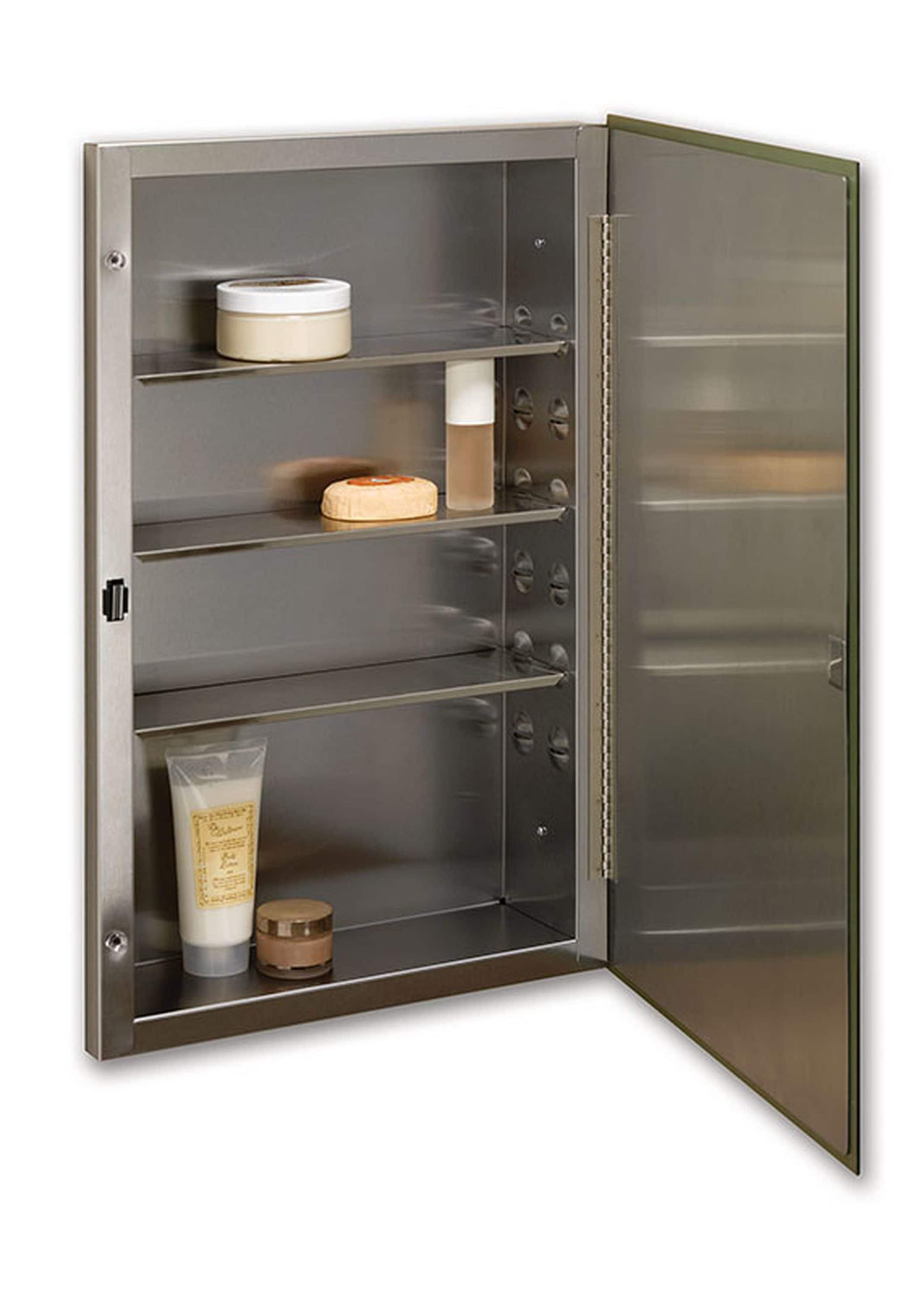 Jensen Modular Shelf 16-in x 26-in Recessed Mount Stainless Steel Mirrored  Medicine Cabinet at