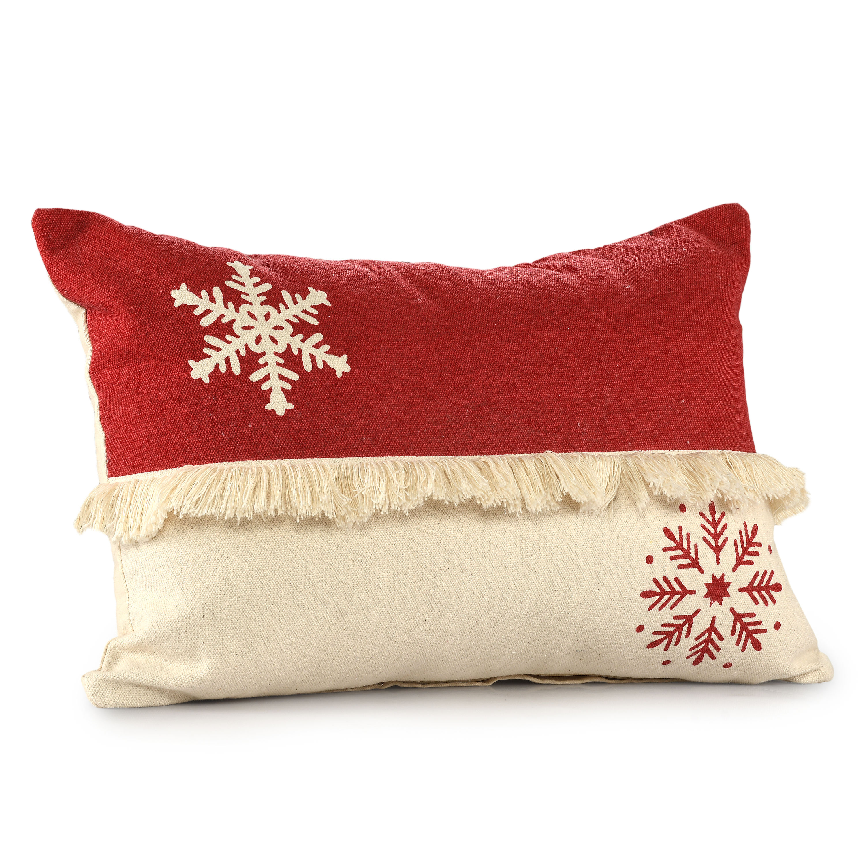 LR Home Merry 16 in x 24 in Red White Indoor Decorative Pillow in