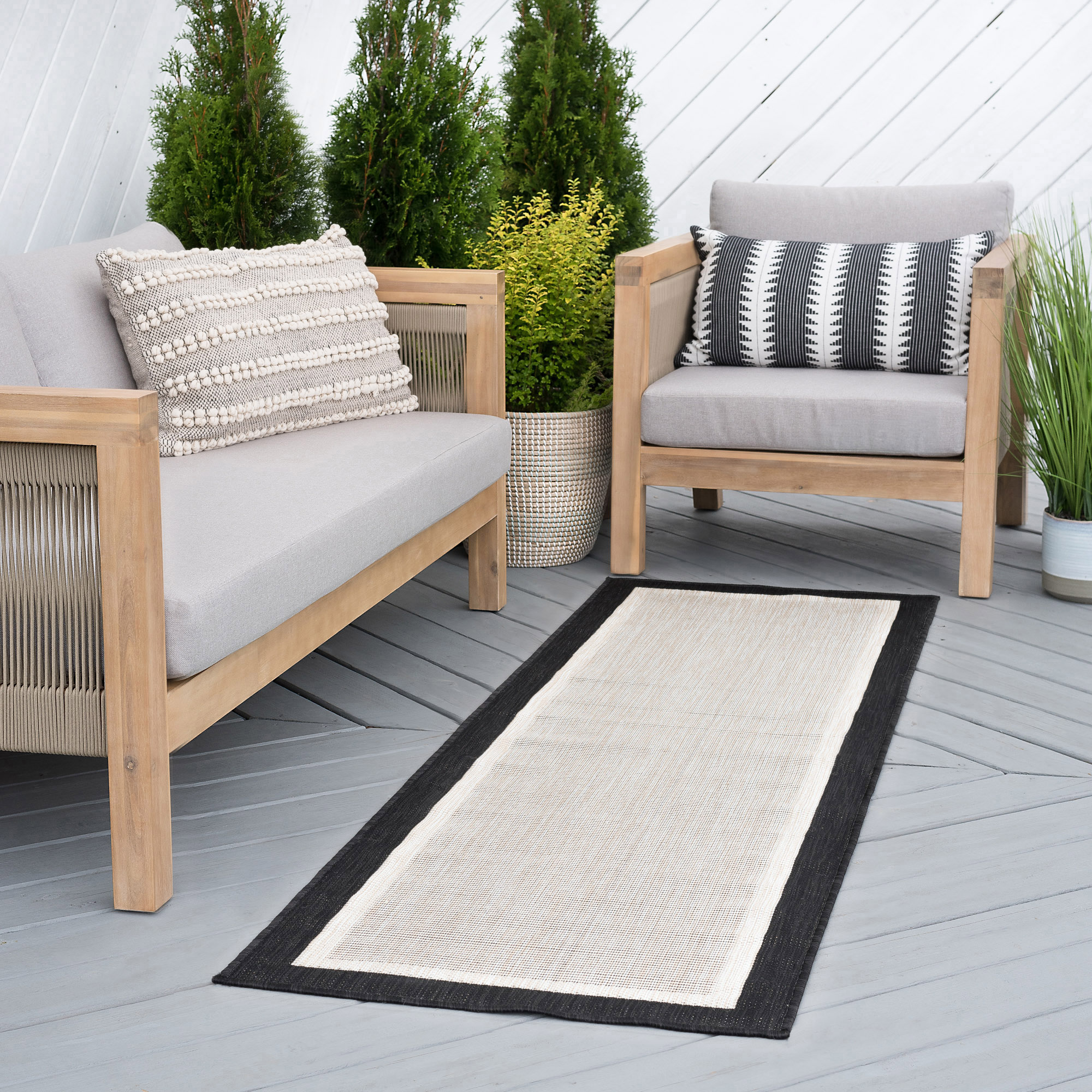 Tayse ECO1200 2X8 Eco 2 x 8 (ft) Flatweave Polypropylene Black Rectangular Indoor/Outdoor Coastal Runner rug