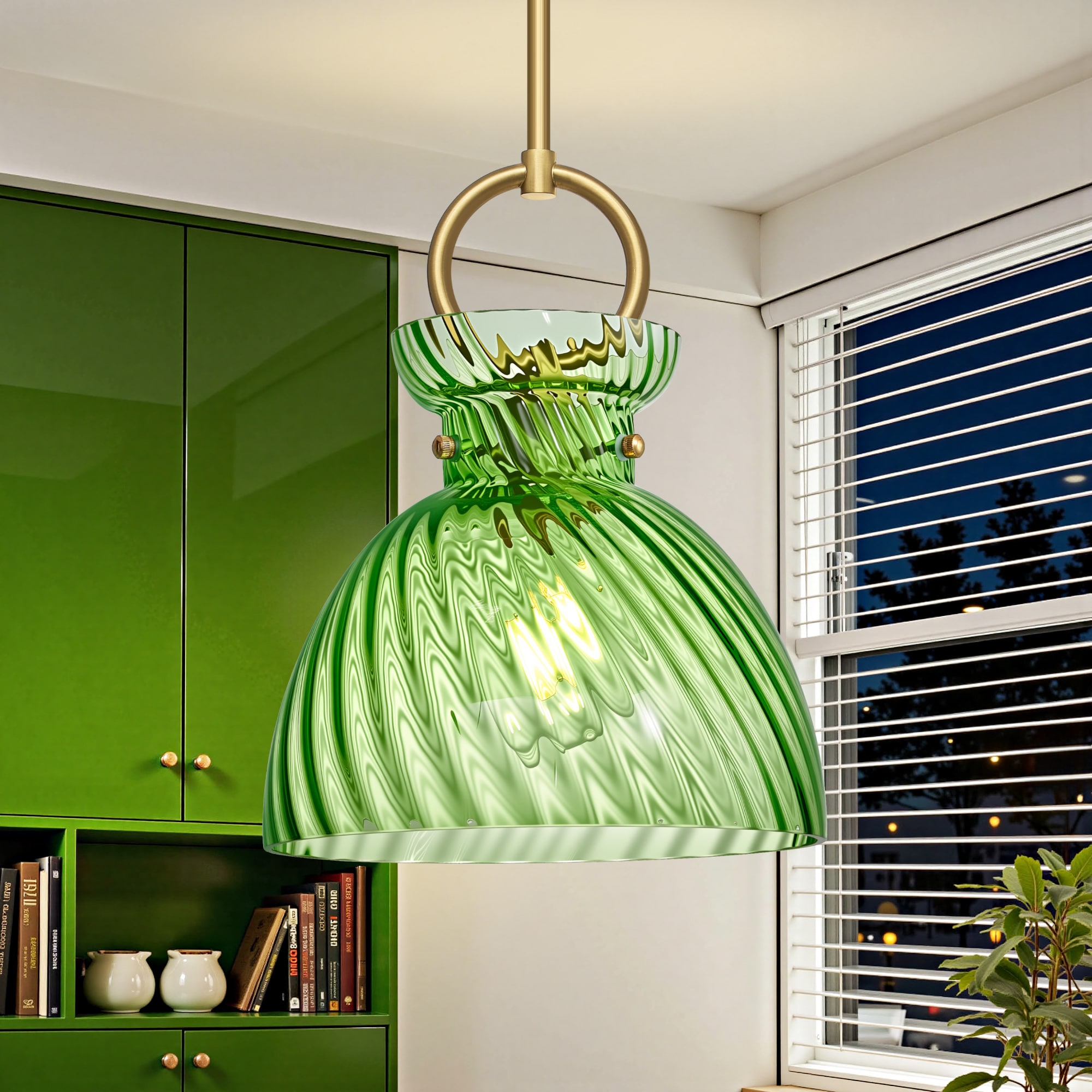 POWLIG Pendant Light 1 -Light Gold Modern/contemporary Textured glass Bowl Small Outdoor Hanging Pendant Light