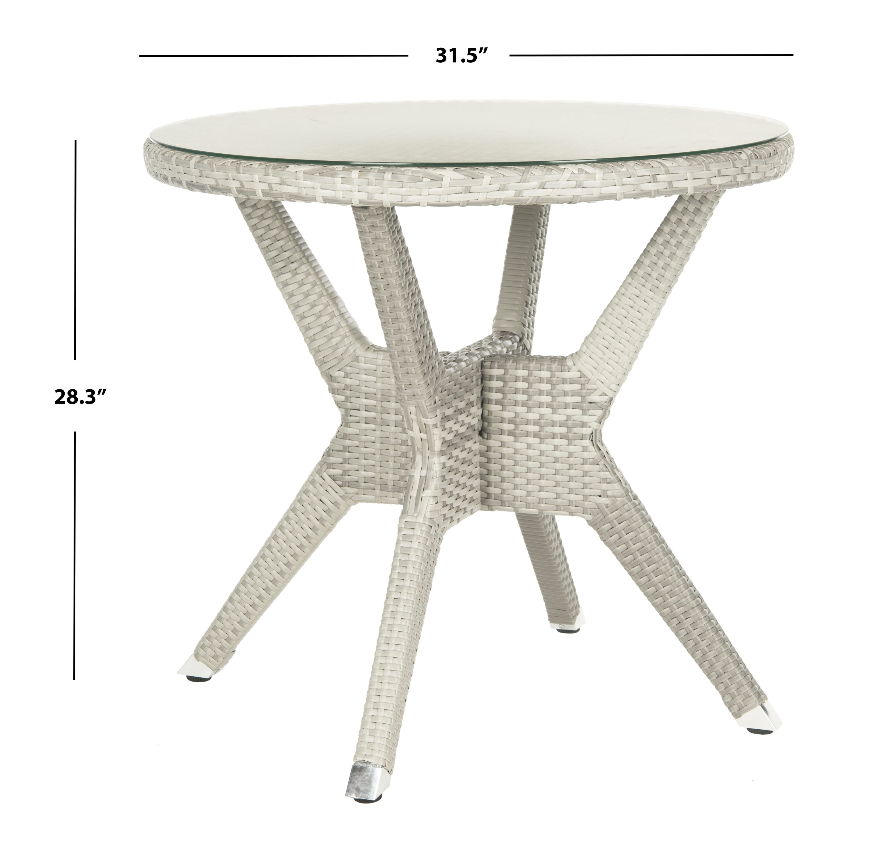 Langer Gray Round Wicker and Glass Dining Table